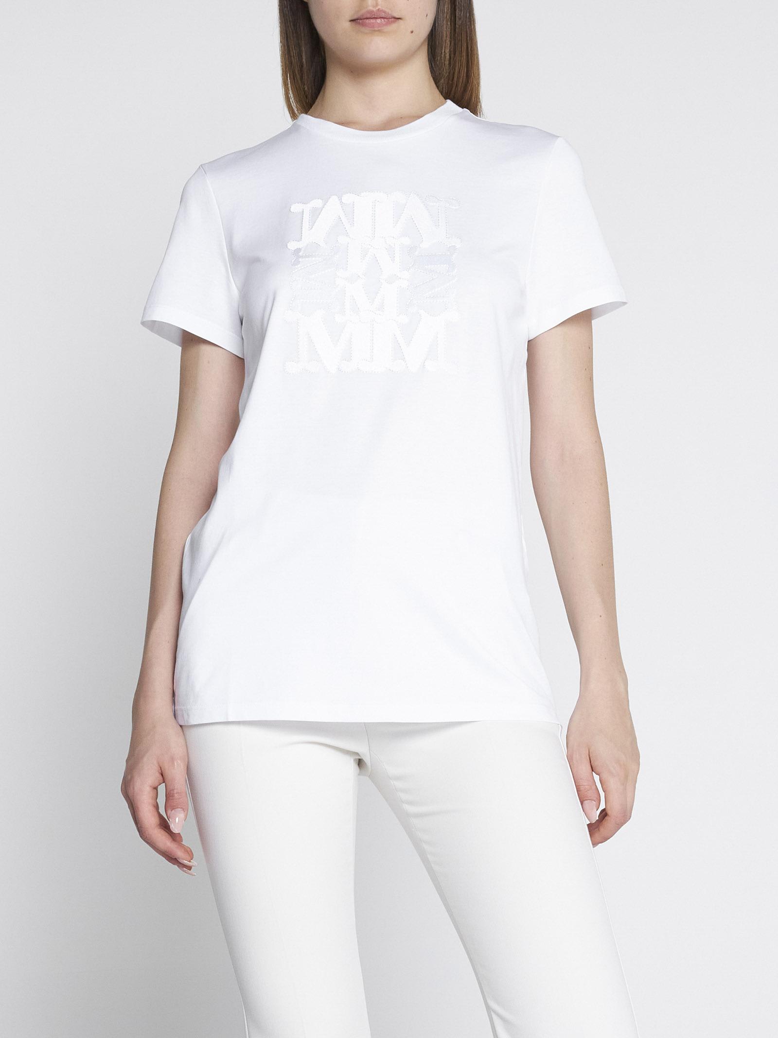 Max Mara Short Sleeve Crew Neck Top In Multi