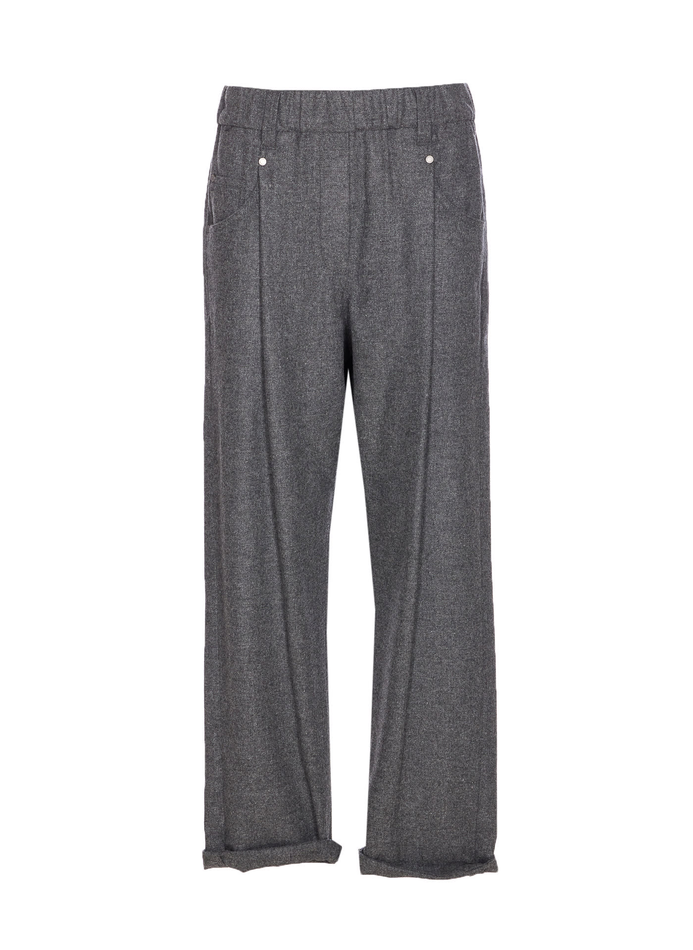 Brunello Cucinelli Trousers With Belt Loops And Elastic Waistband In Gray