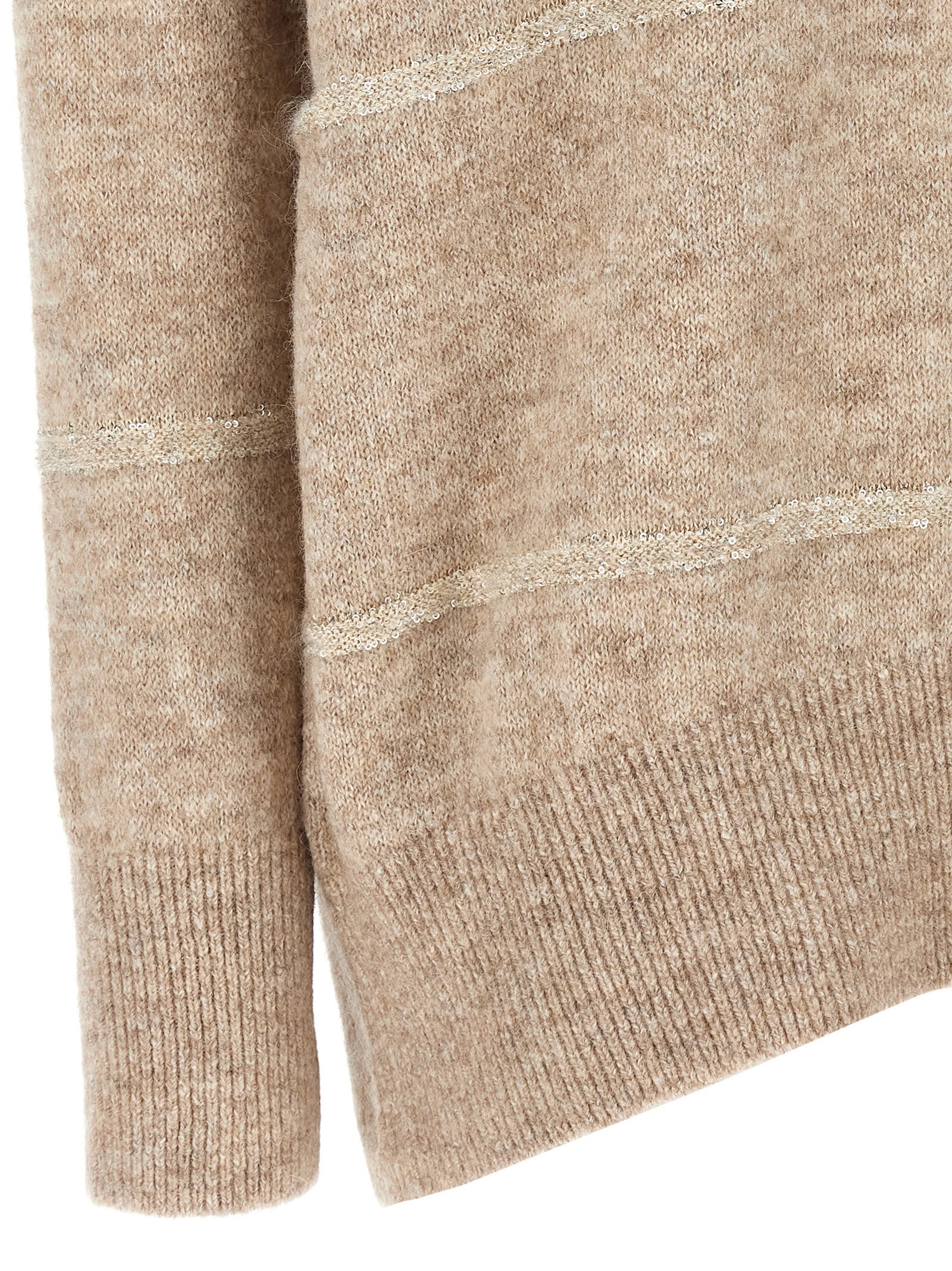 Shop Brunello Cucinelli Sequin Sweater In Beige