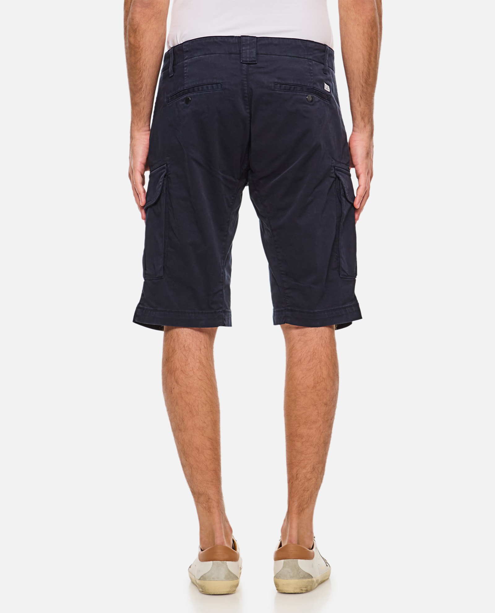 C.p. Company Sateen Stretch Cargo Shorts In Blue