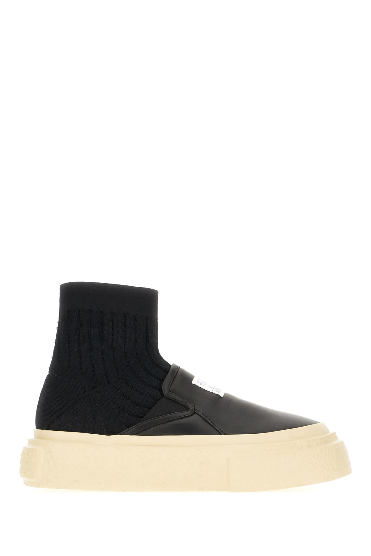 MM6 Maison Margiela Black Leather And Fabric Sneakers