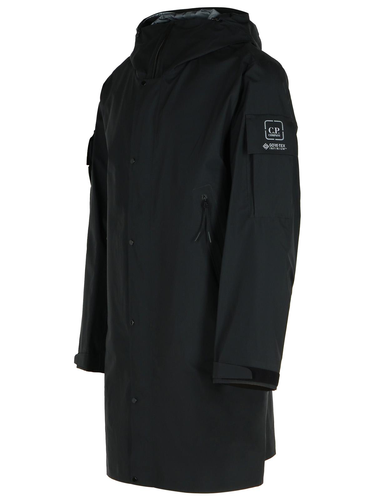 C.p. Company Arm Patch Hooded Parka In Black