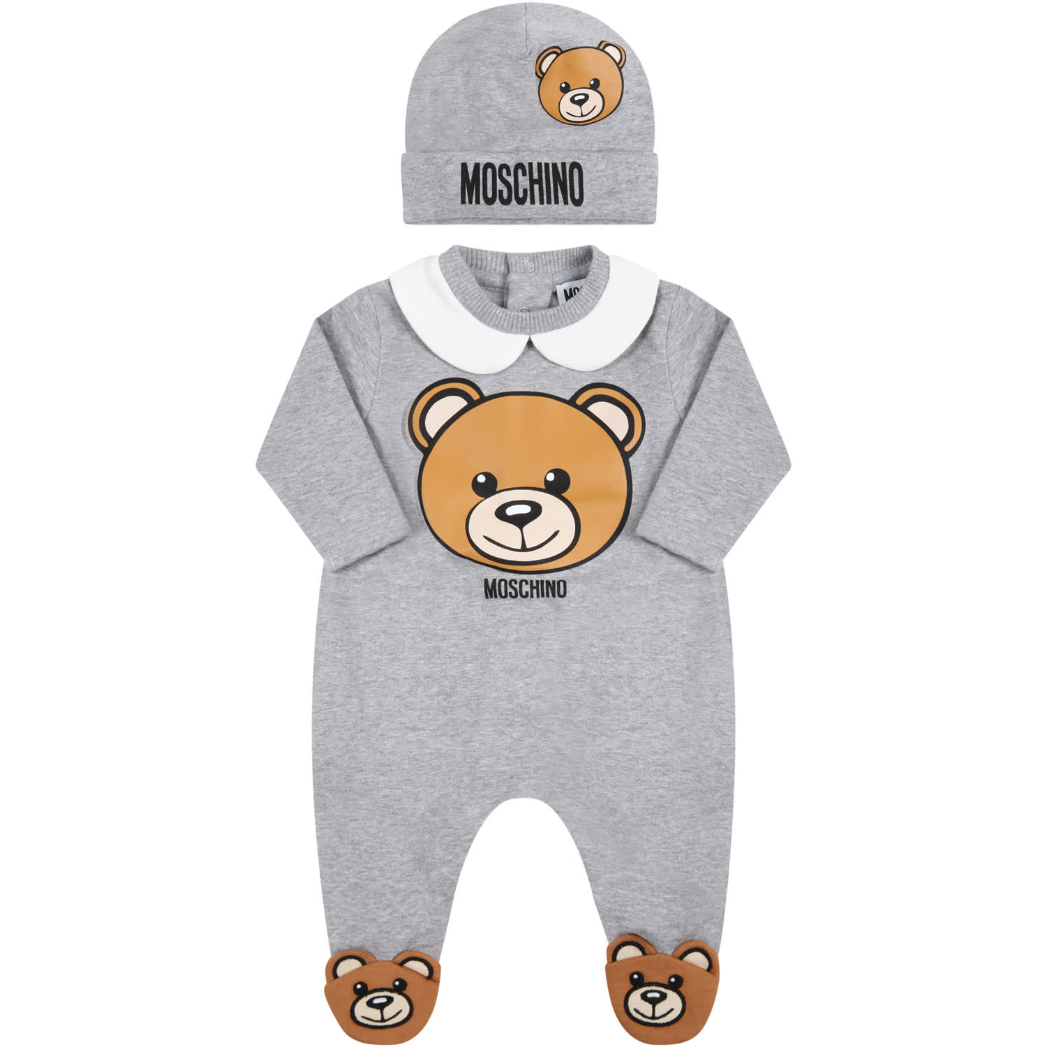 Moschino Grey Set For Baby Kids With Teddy Bear