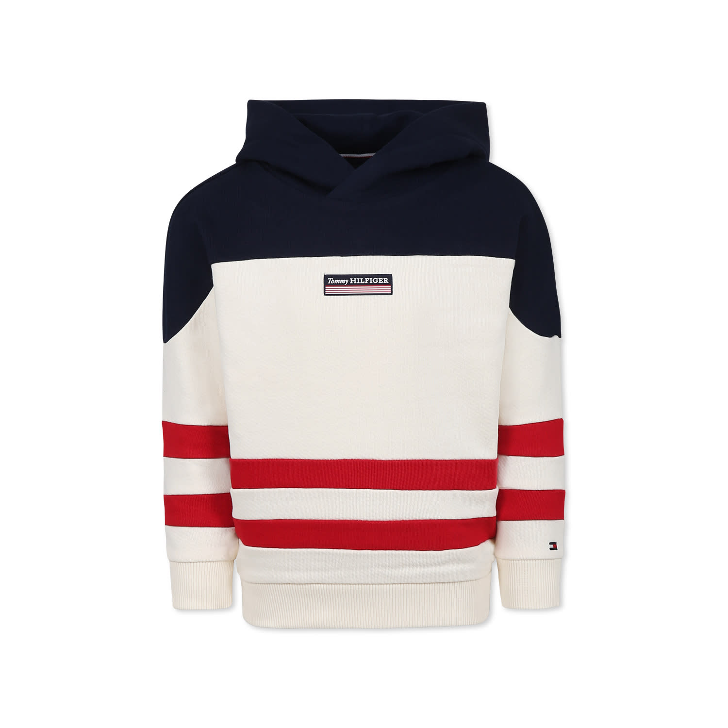 Shop Tommy Hilfiger Ivory Sweatshirt For Boy With Logo In Multicolor