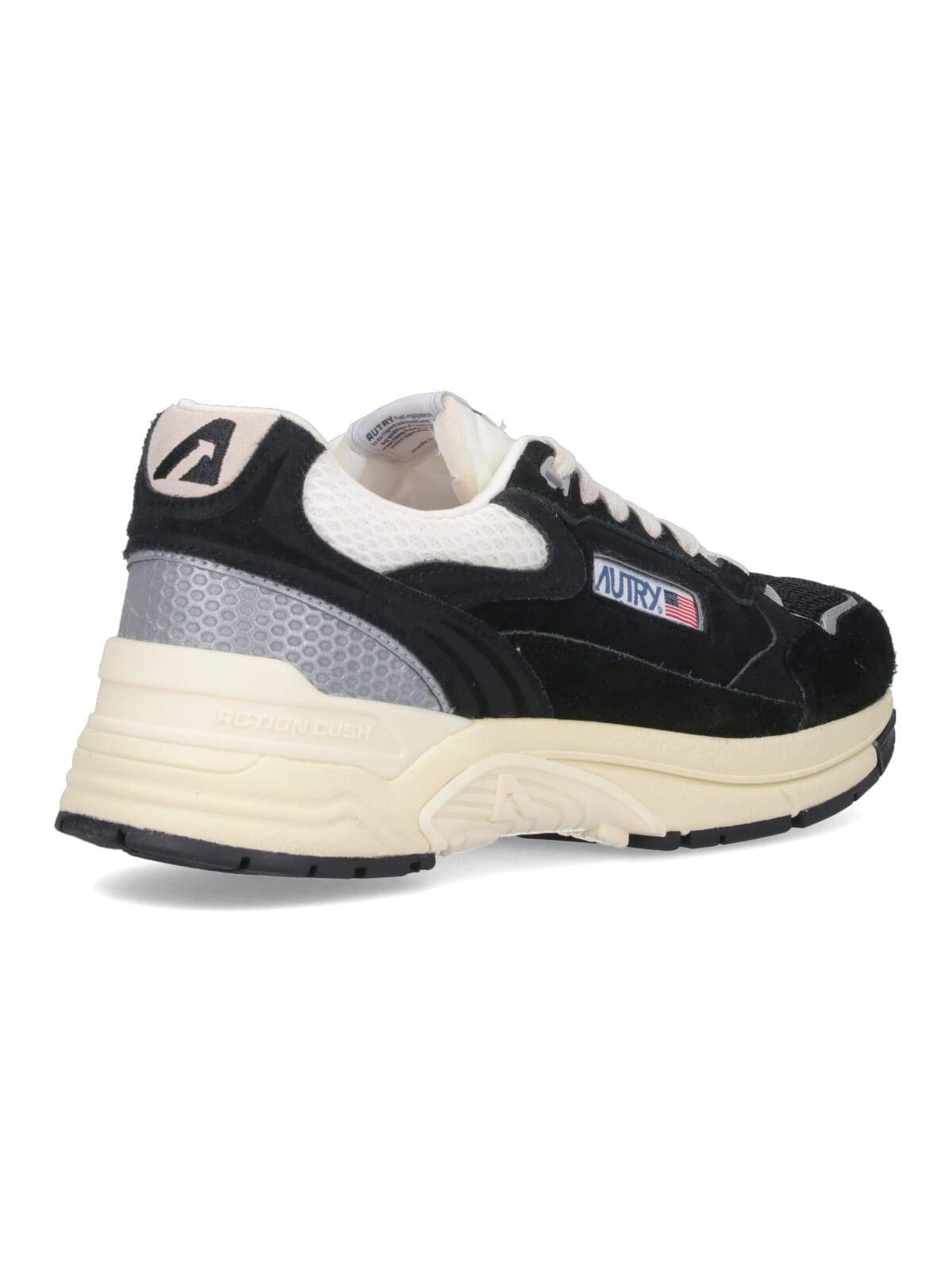 Autry Black Suede And Mesh Sneakers With Cream Cushioned Sole In Black