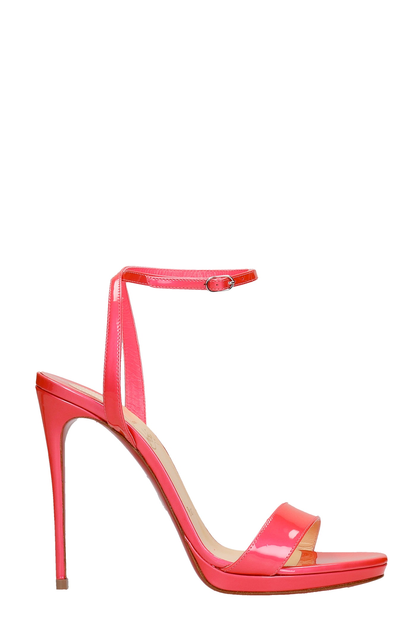 Christian Louboutin Loubi Queen 120 Sandals In Rose-pink Patent Leather