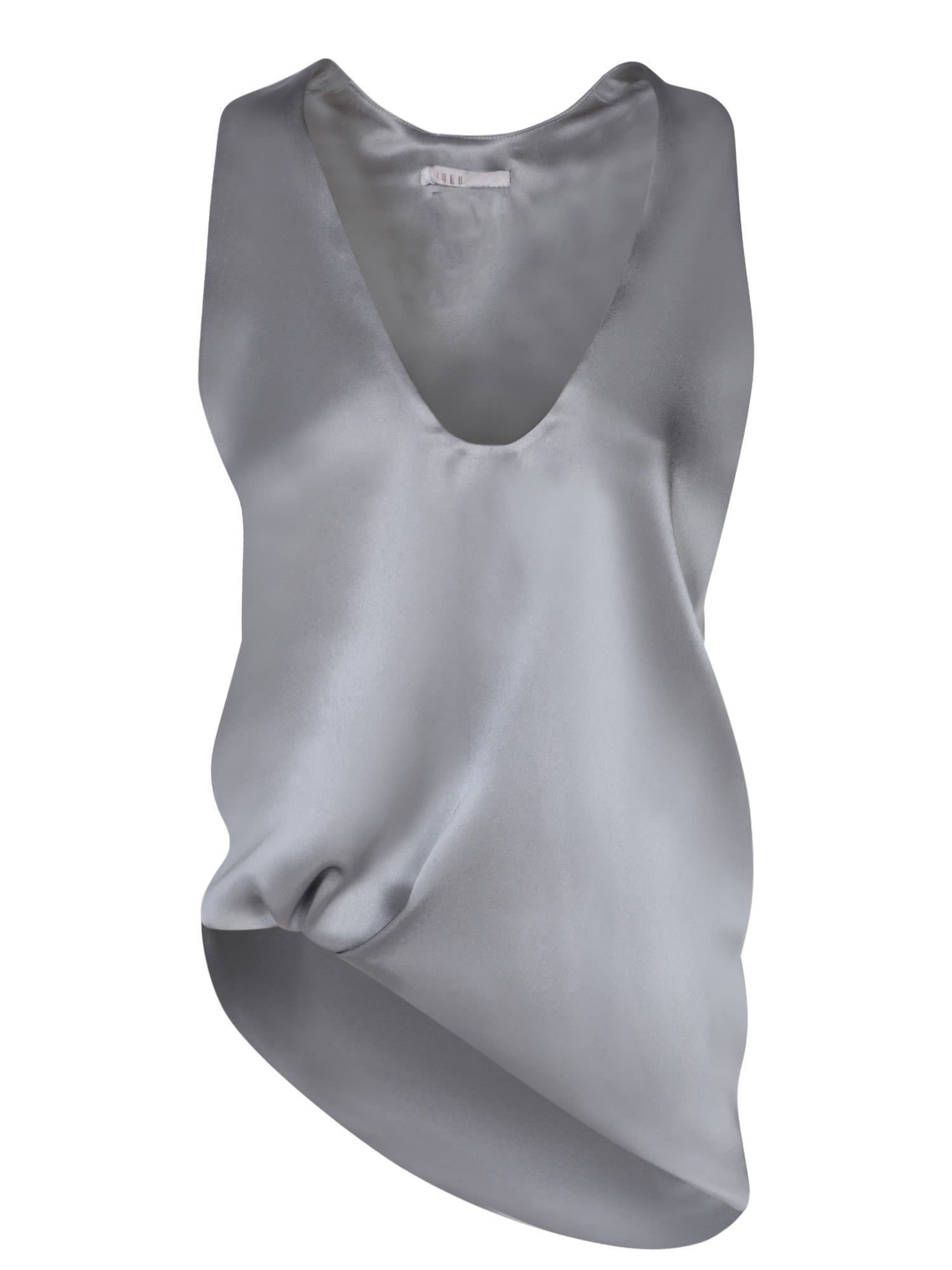 Light Grey Asymmetric Satin Top