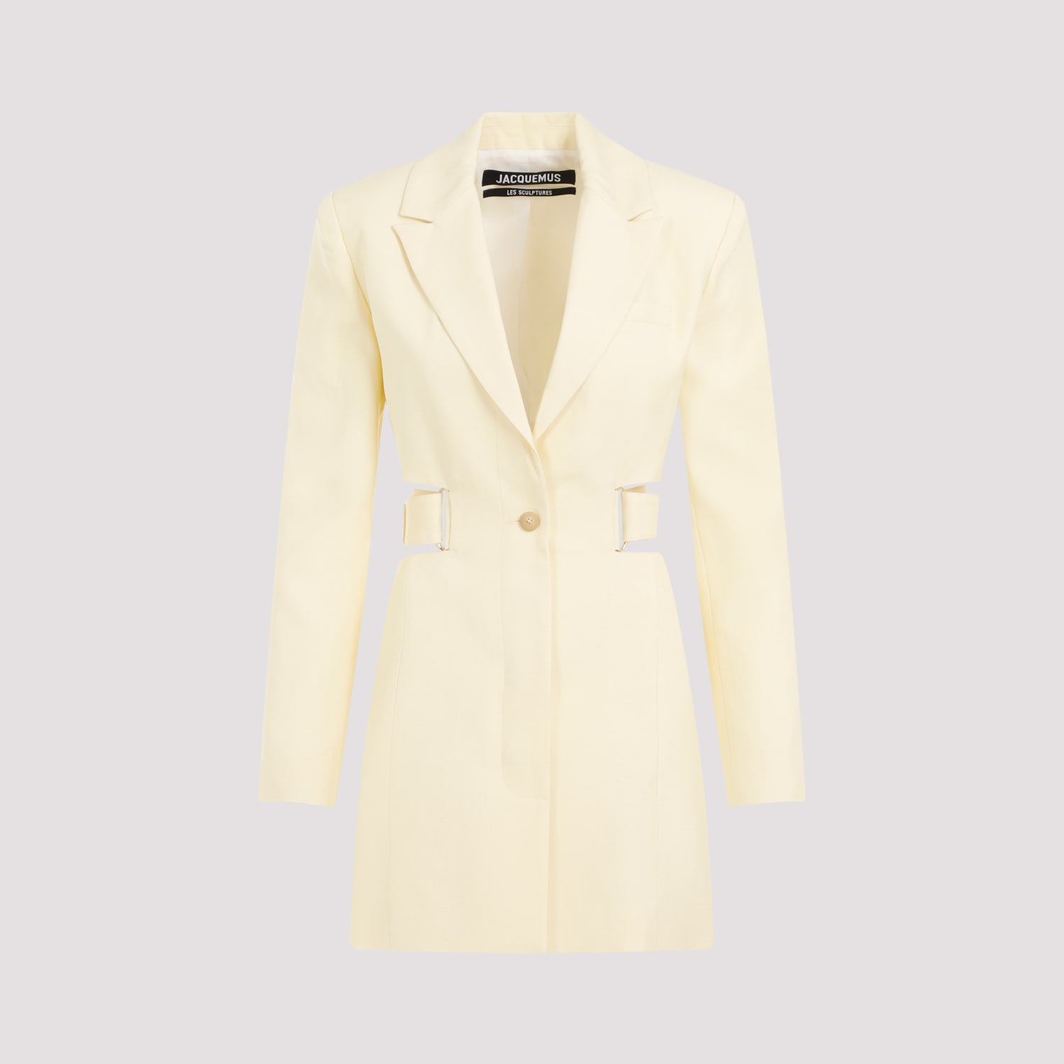 Shop Jacquemus La Robe Bari Mini Dress In Pale Yellow