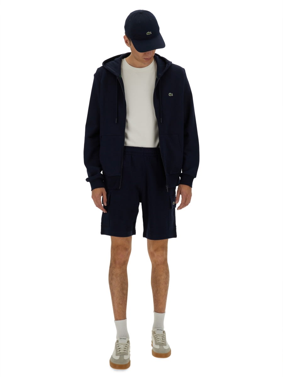 Lacoste Zipper Hoodie In Blue