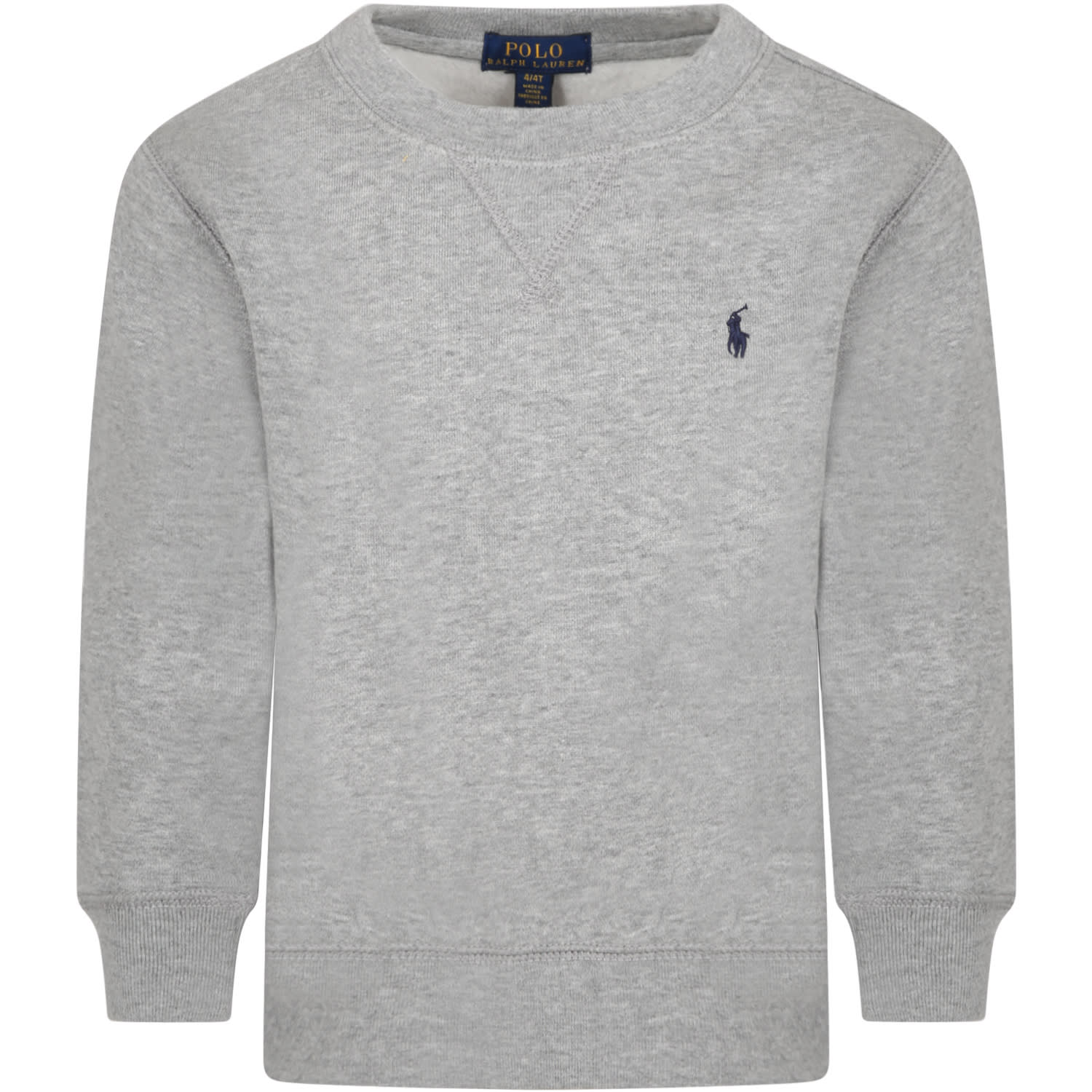Ralph Lauren Grey Sweatshirt For Kids With Pony Logo