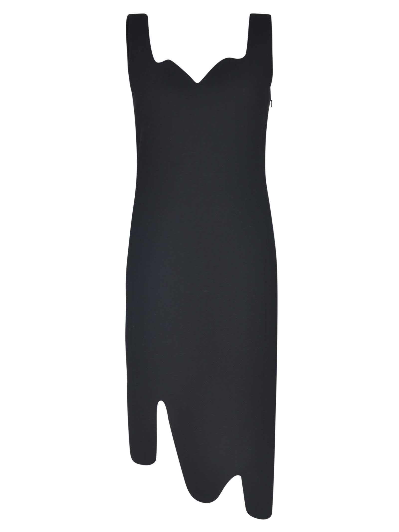 Moschino Asymmetric Sleeveless Crepe Dress In Nero