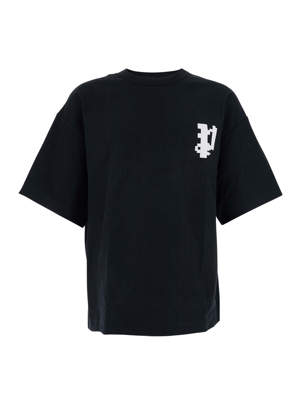 Purple Brand Black Crewneck T-shirt With Logo On Front And Rear In Cotton Man In Black