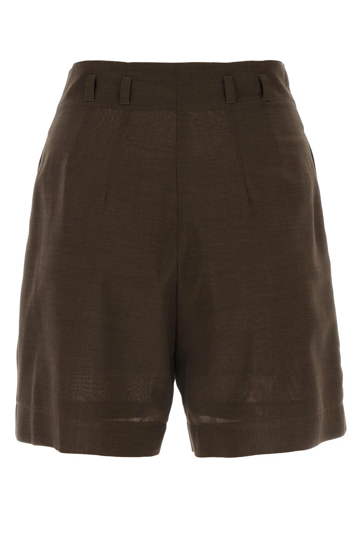 Shop Philosophy Di Lorenzo Serafini Chocolate Wool Blend Shorts In Brown