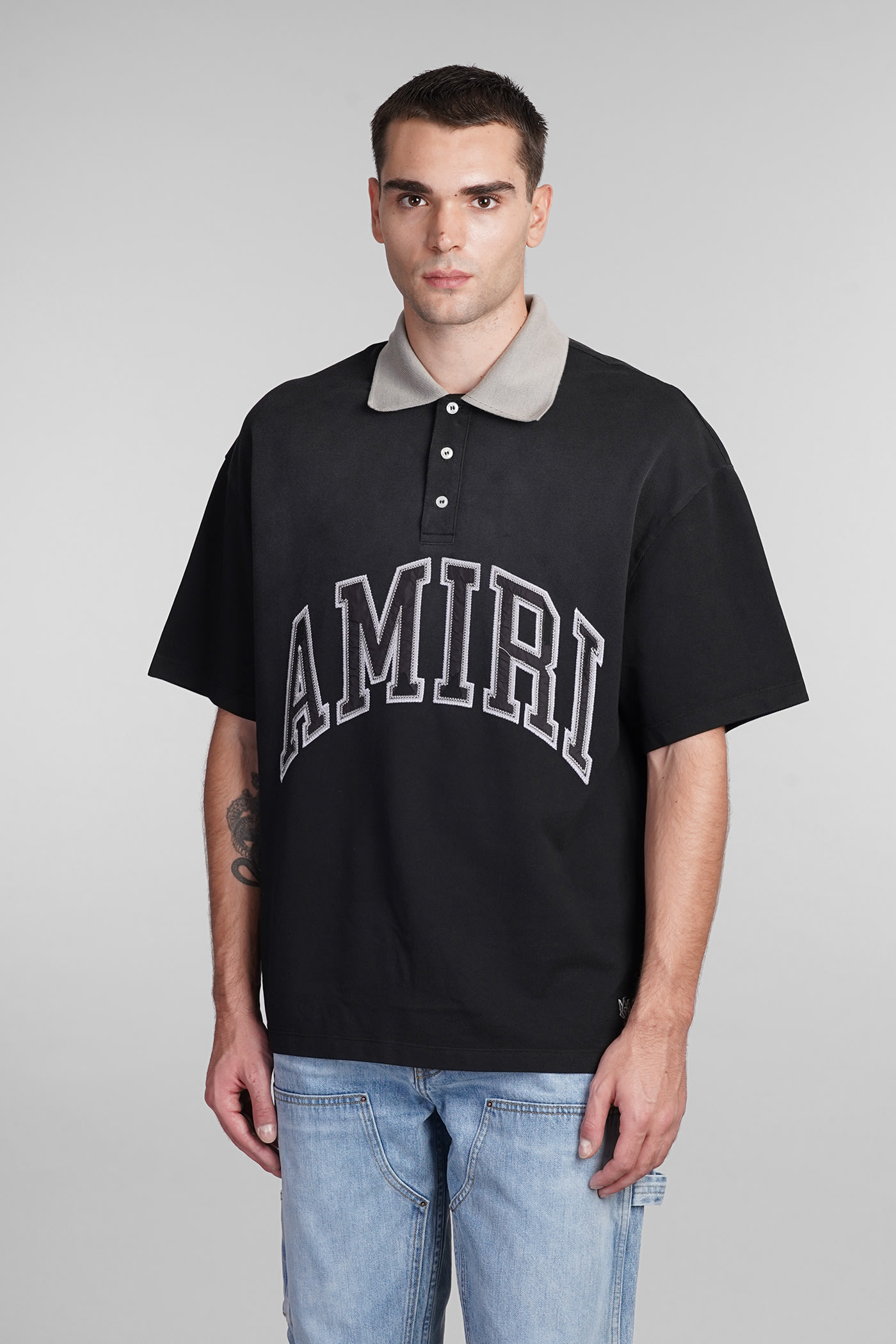 Shop Amiri Polo In Black Cotton