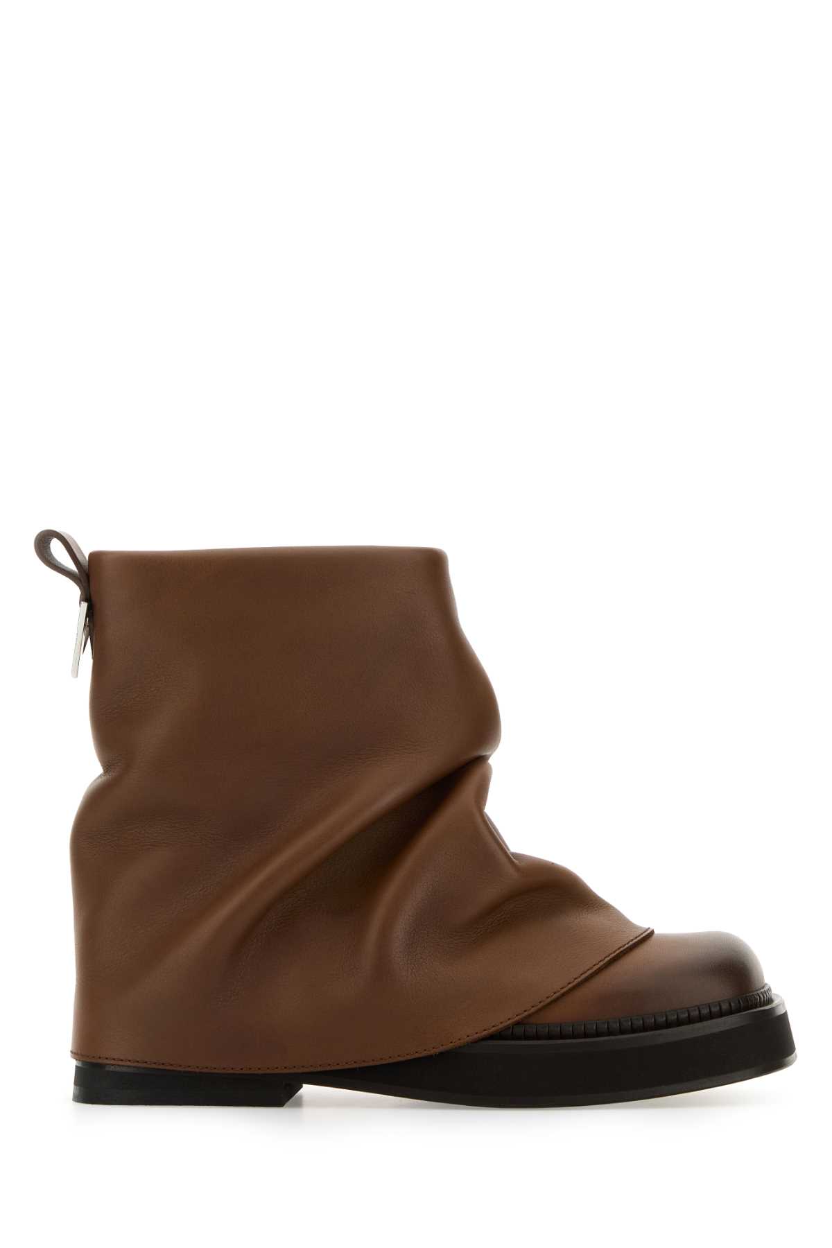 Attico Caramel Leather Mini Robin Ankle Boots