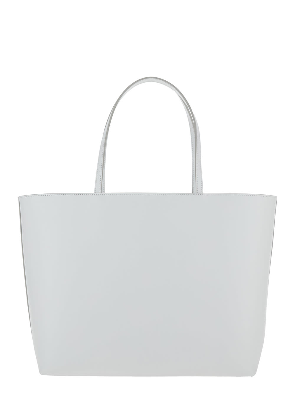 Shop Dolce & Gabbana Dg Logo White Medium Shopper In Leather Woman