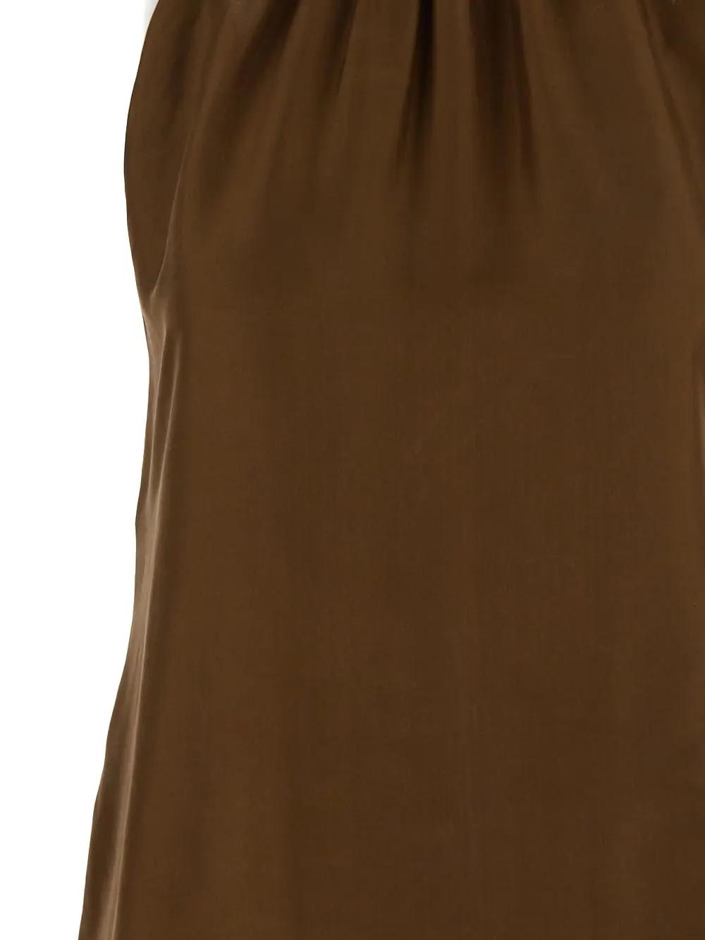 Philosophy Di Lorenzo Serafini Brown Silk Long Dress With Ruffles
