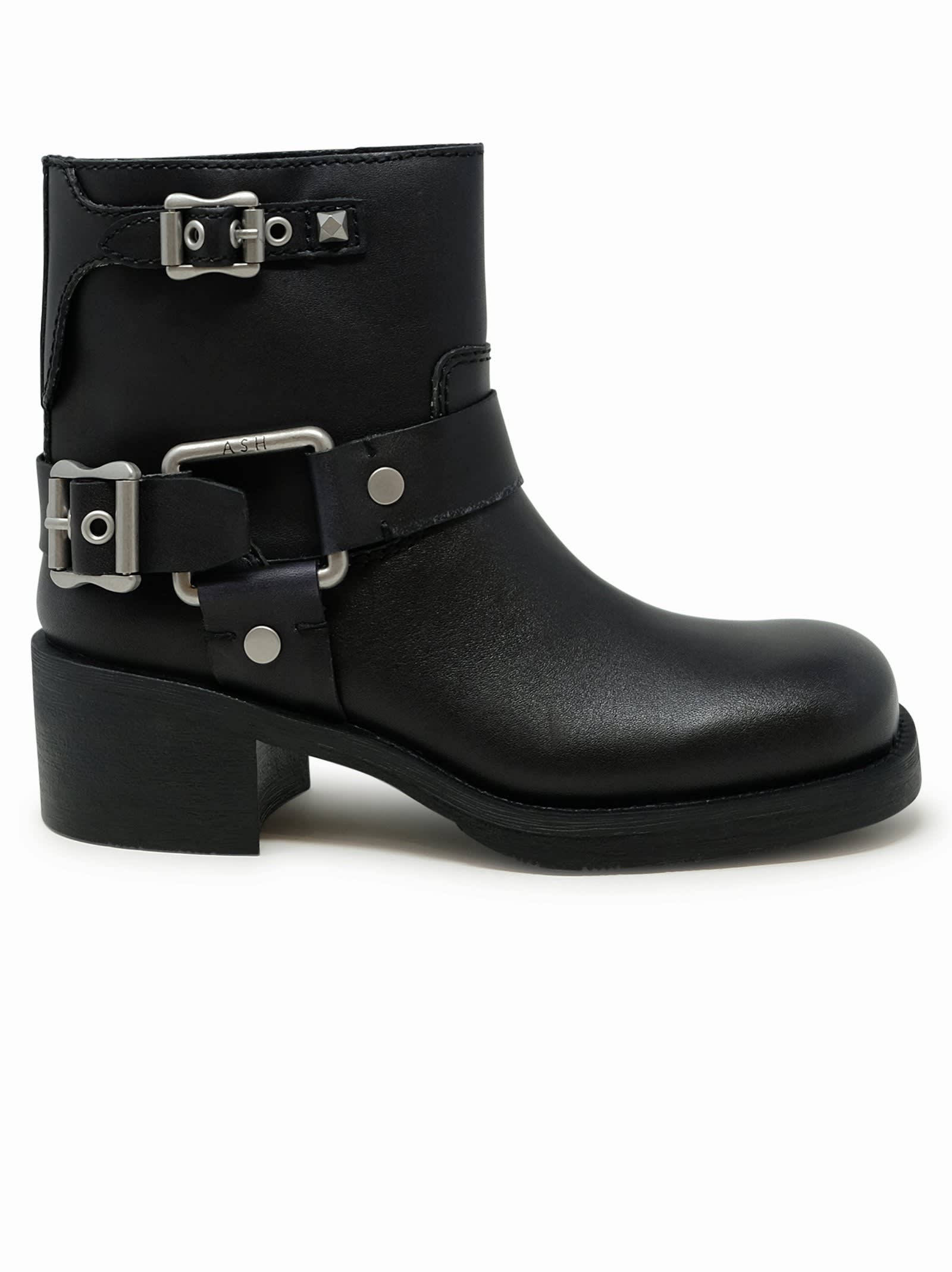 Ash Black Leather Boots In Black