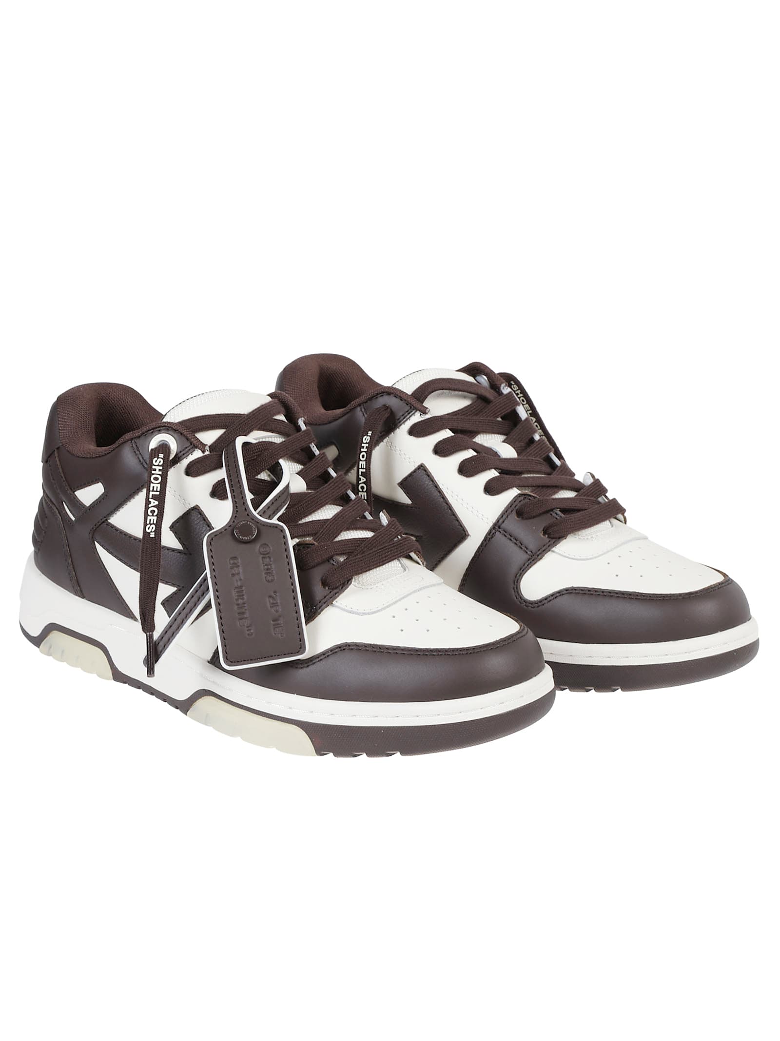 Off-white Out Of Office Leather Sneakers In Brown