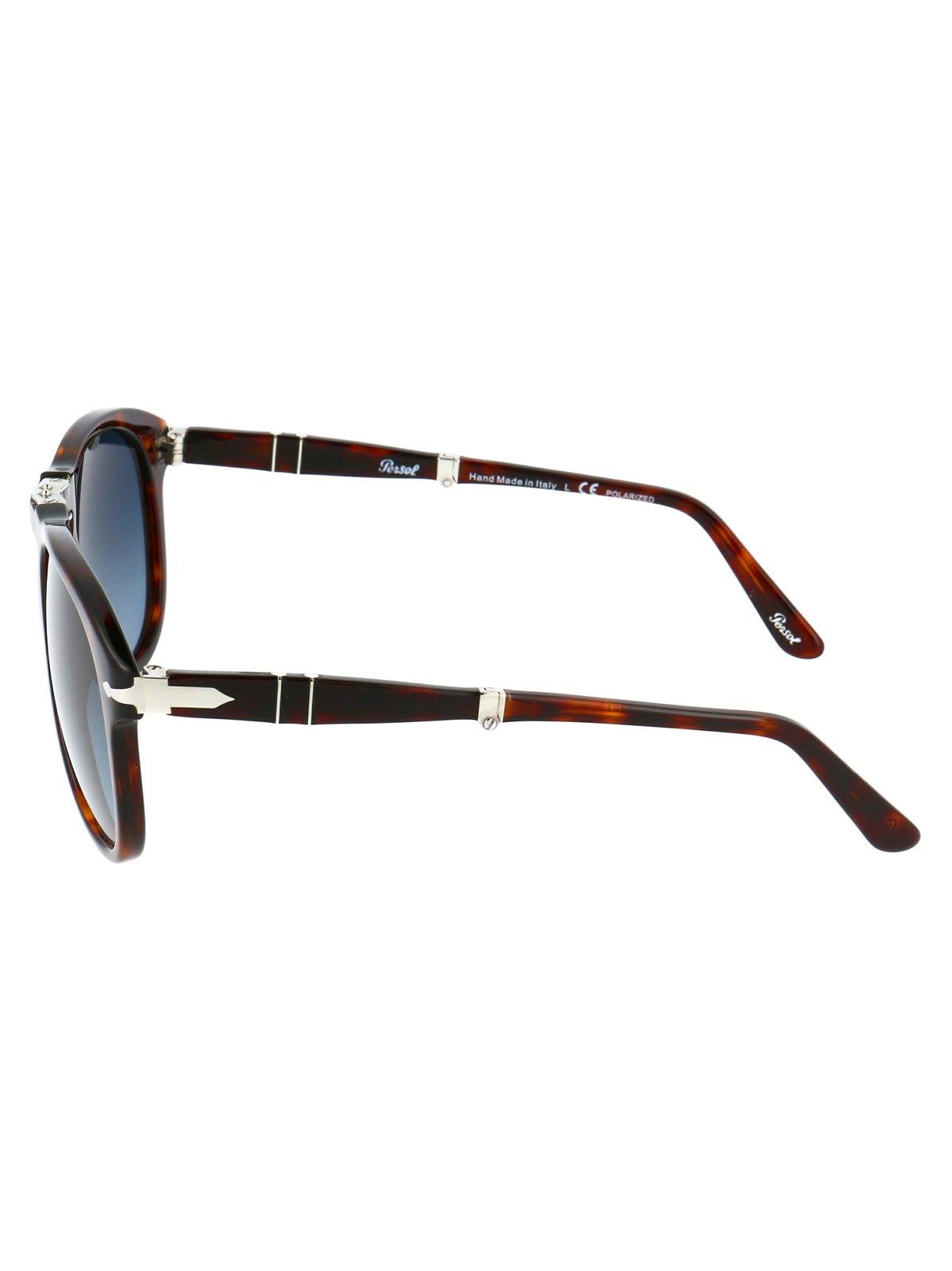 Shop Persol 714 Round Frame Folding Sunglasses In 24/s3