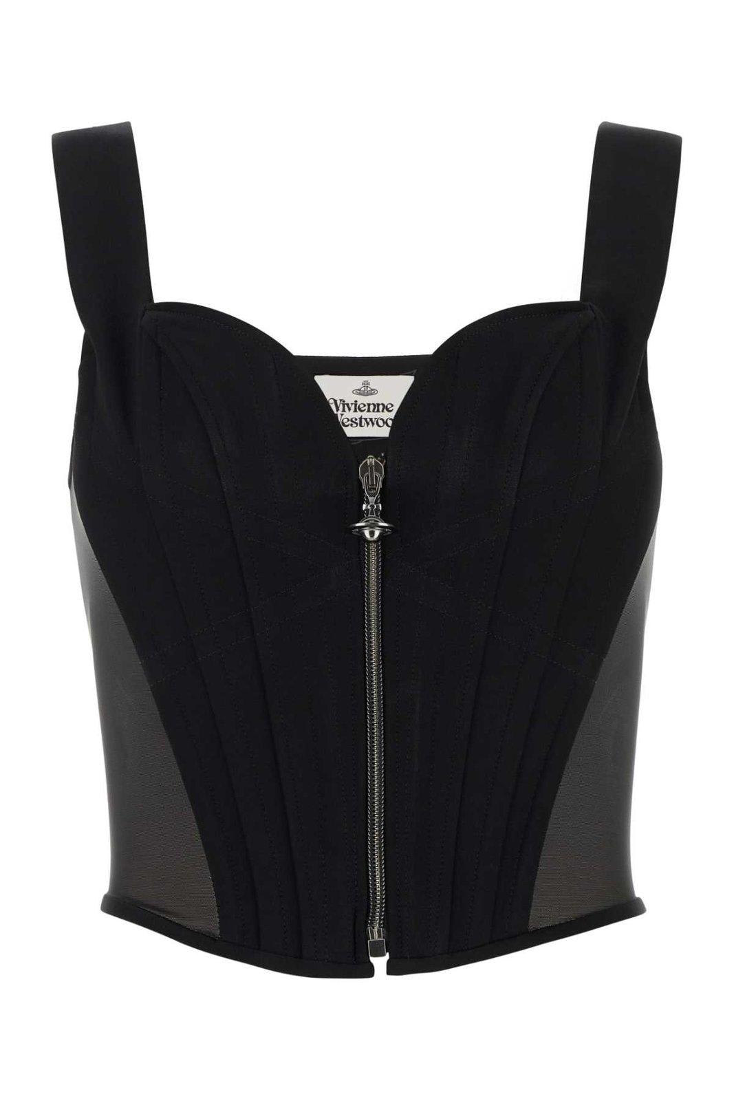 Shop Vivienne Westwood Zip-up Corset Top In Black