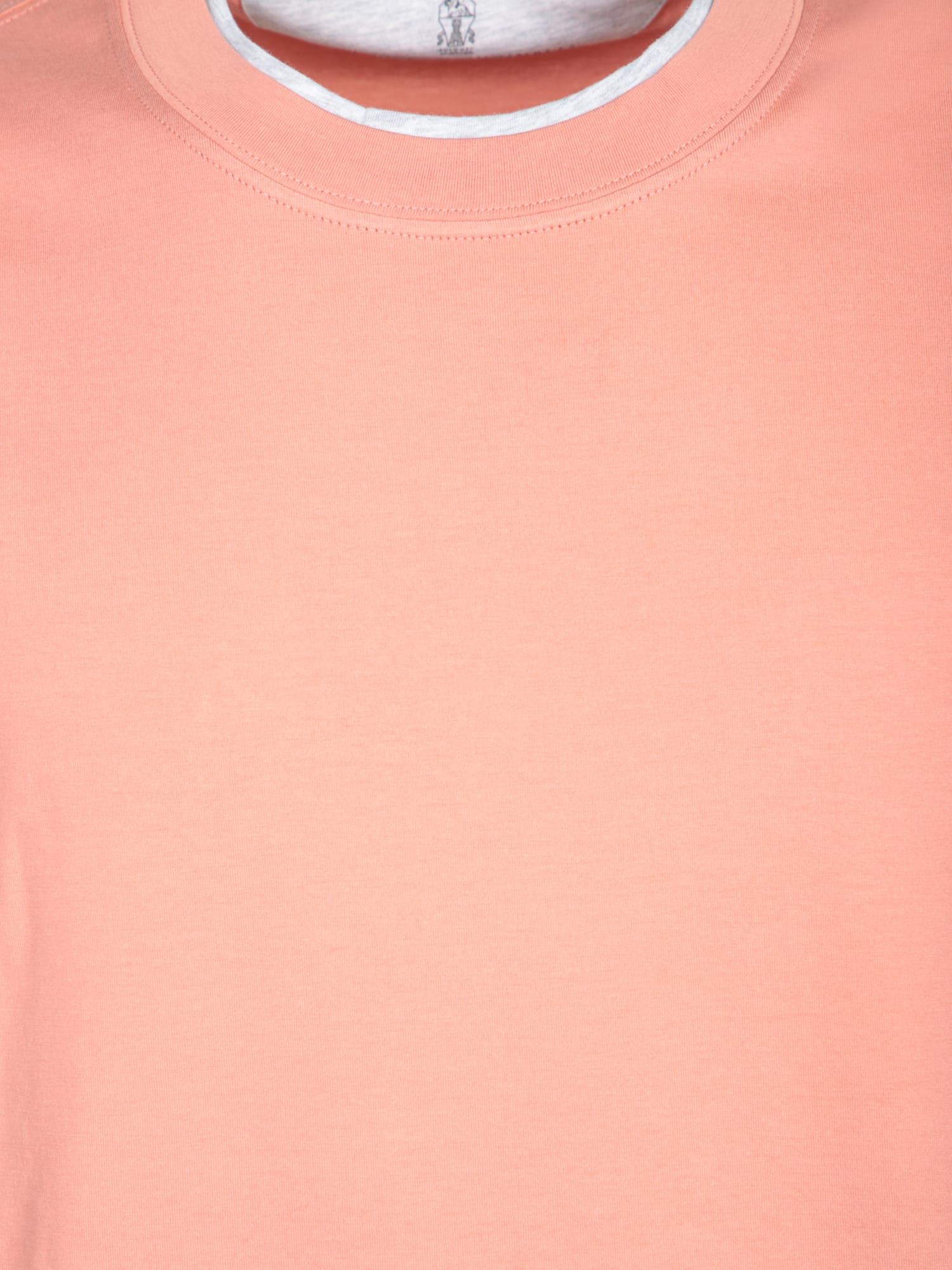 Brunello Cucinelli Men Crew Neck T-shirt With Faux-layering In Pink