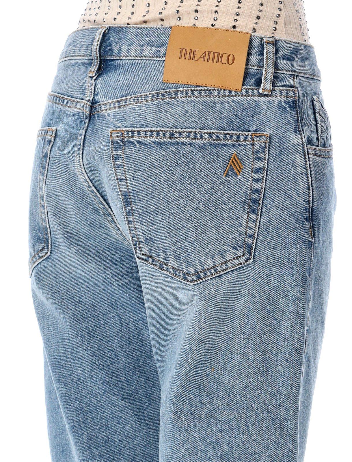 Shop Attico Denim Short Pants In Sky Blue