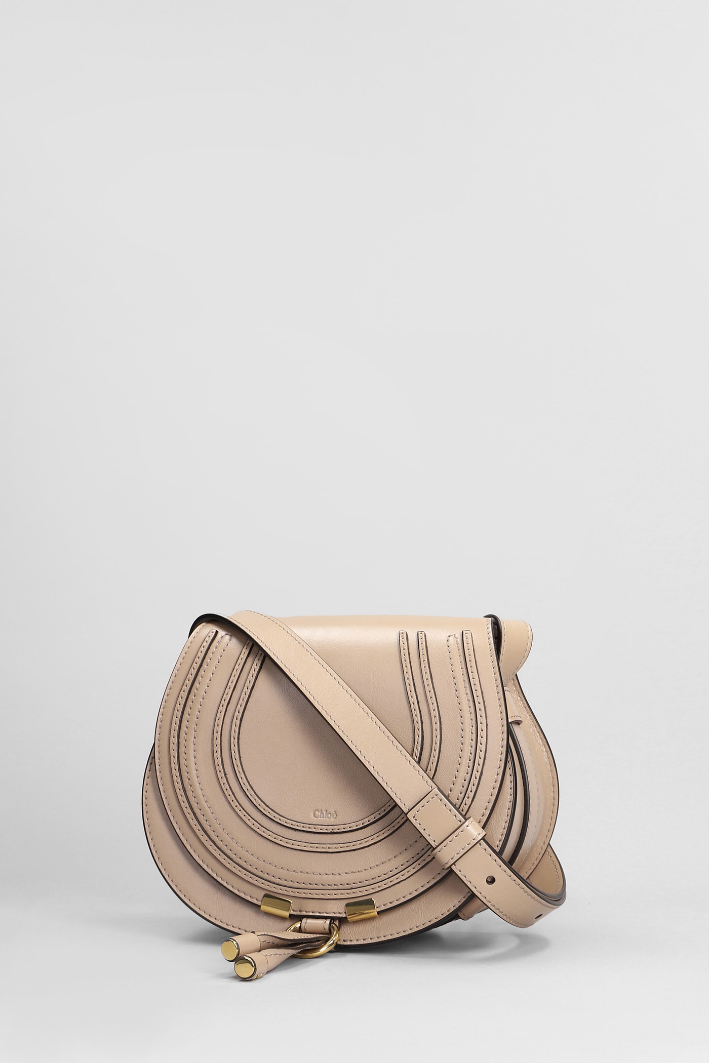 Shop Chloé Marcie Shoulder Bag In Beige Leather