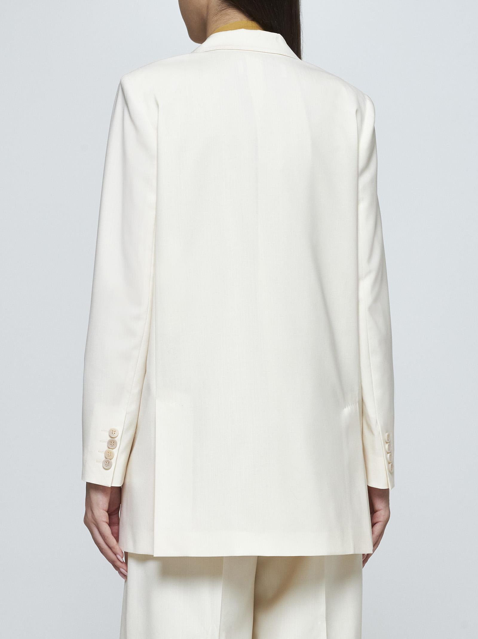 Shop Max Mara Elegia Double-breasted Wool Blazer In Cream