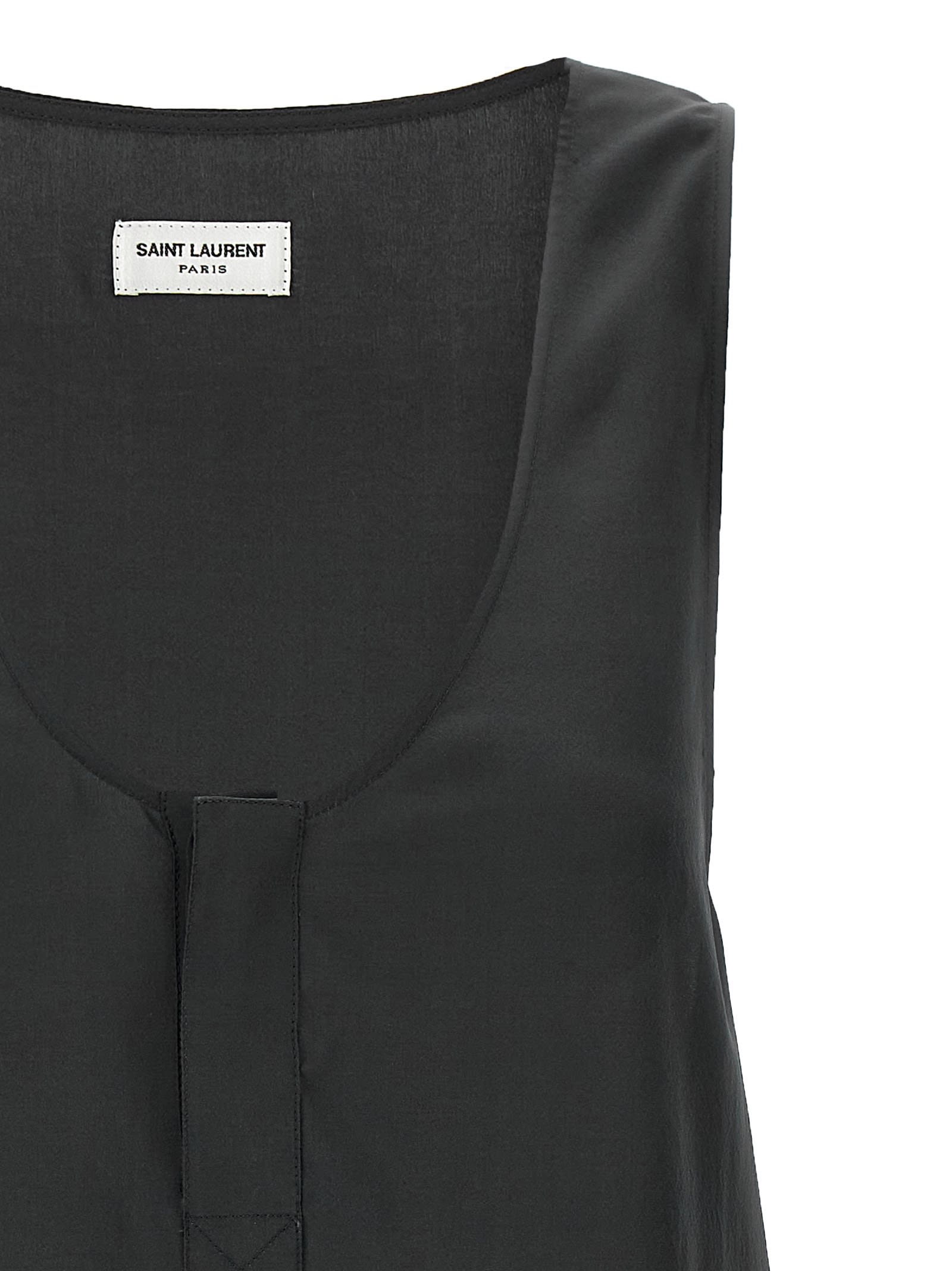 Shop Saint Laurent Silk Tank Top In Gray