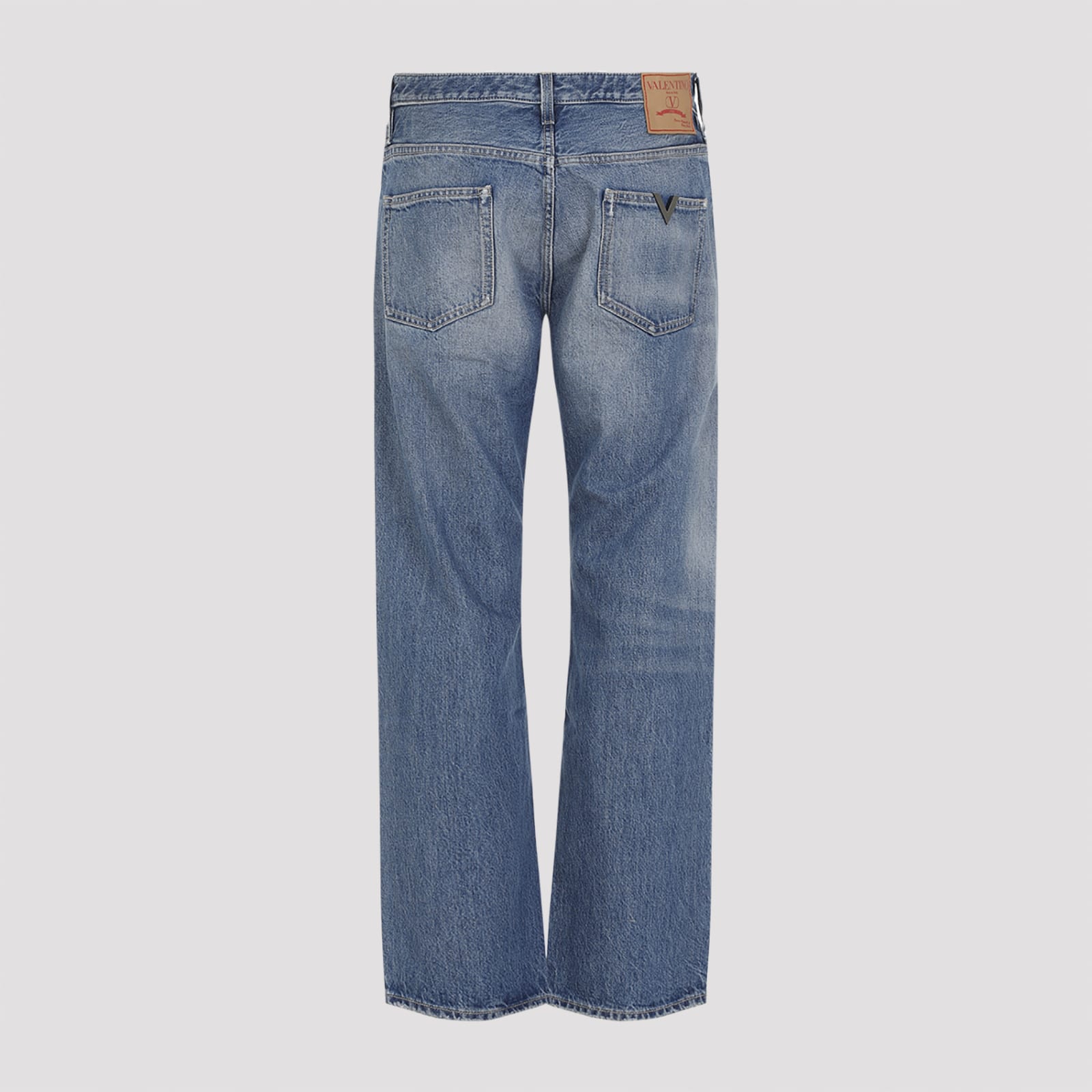 Shop Valentino Denim Pants In Medium Blue Denim