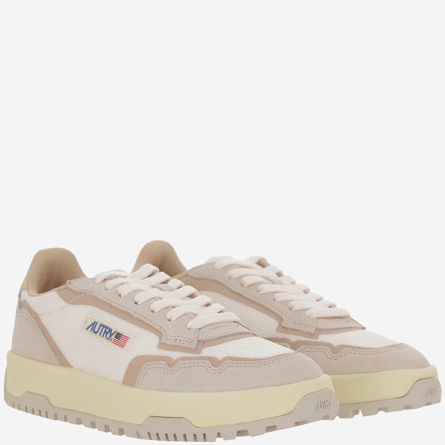 Autry Wildpace Low Mesh And Suede Sneakers In Beige