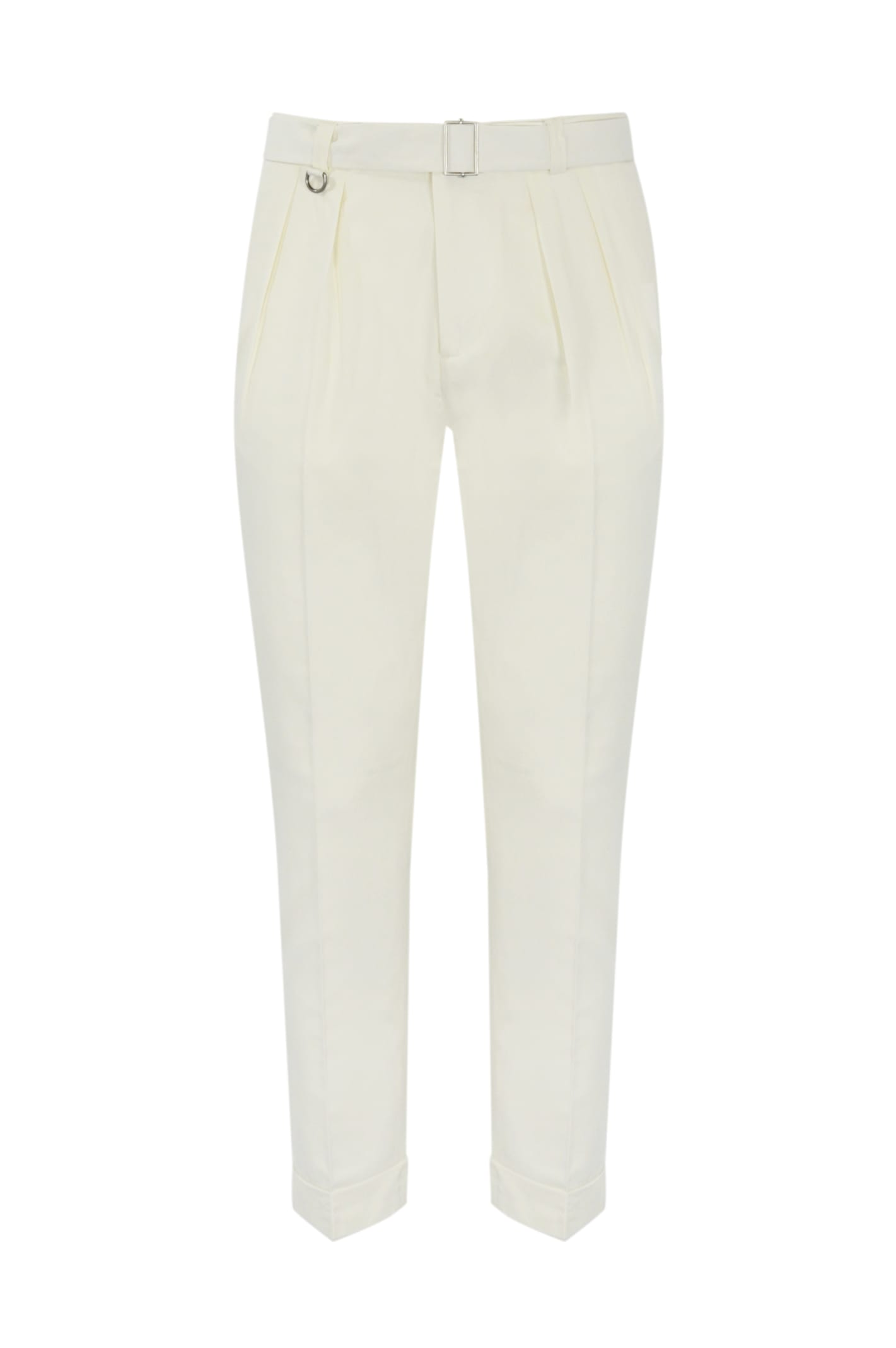 Cotton Blend Chino Trousers With Belt