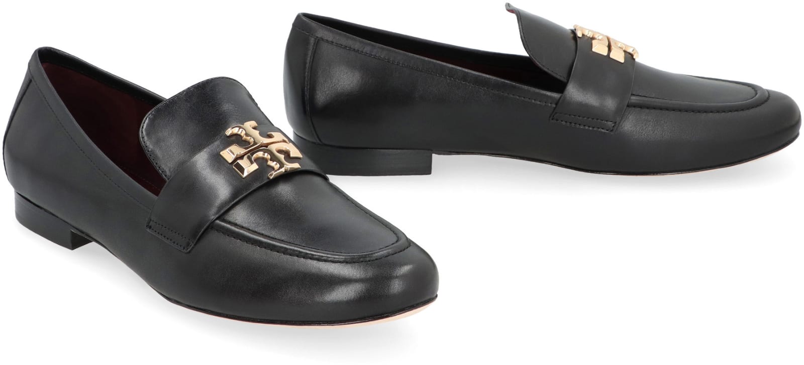 Shop Tory Burch Eleanor Leather Loafers In Black