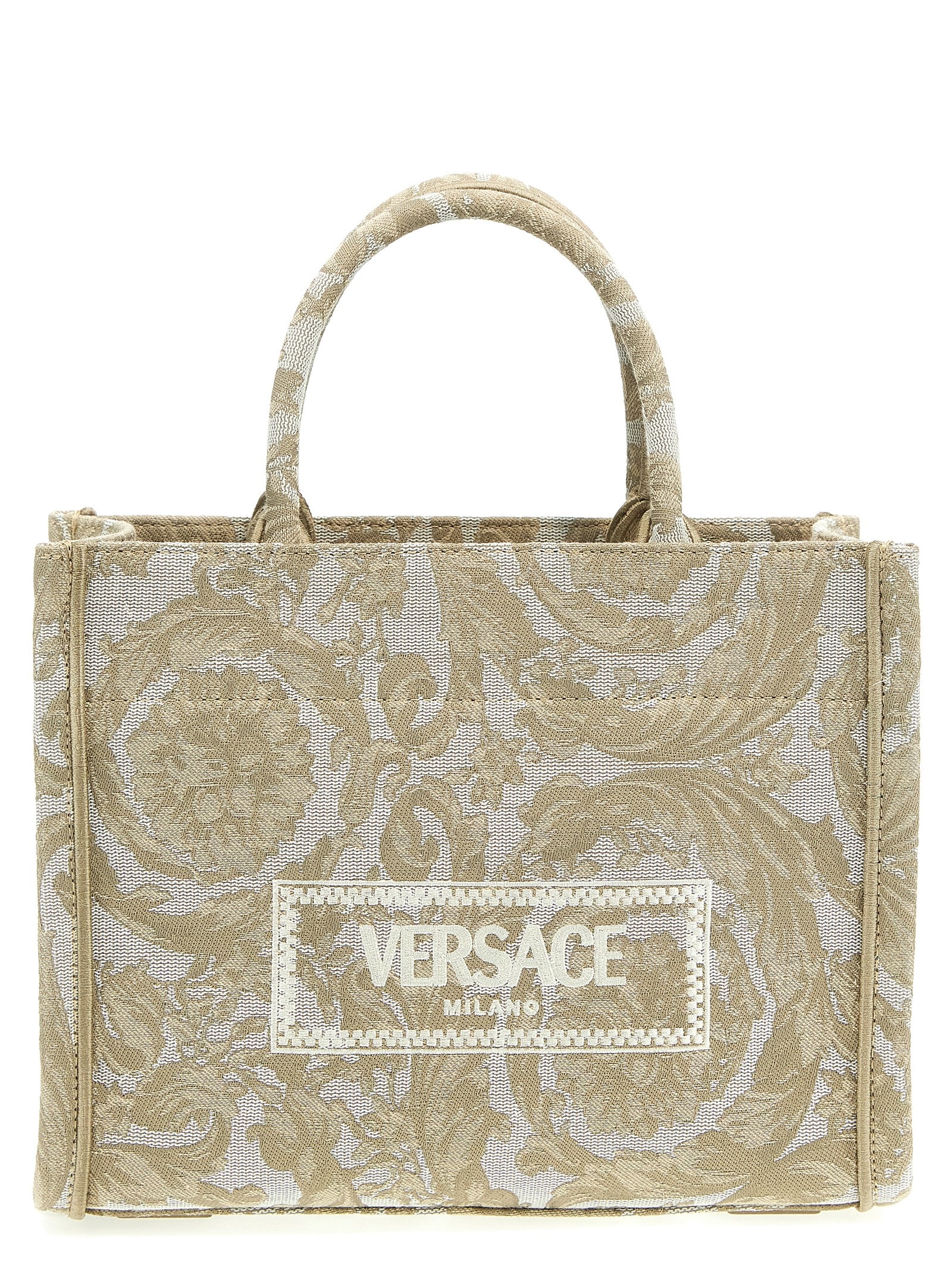 Versace Athena Small Shopping Bag In Neutrals