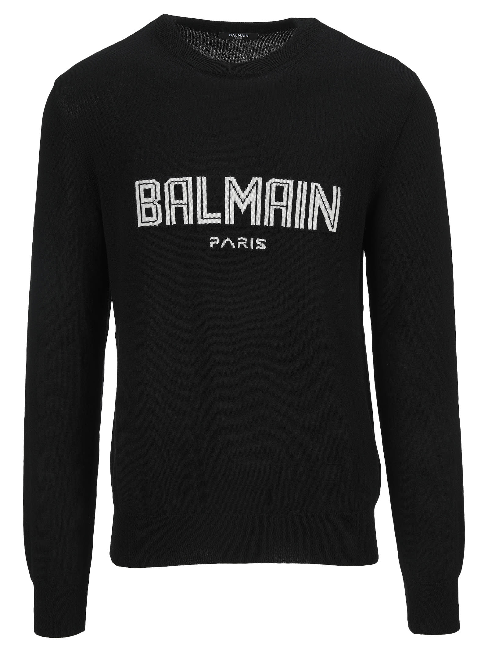 Balmain Intarsia-knit Logo Long-sleeve Jumper