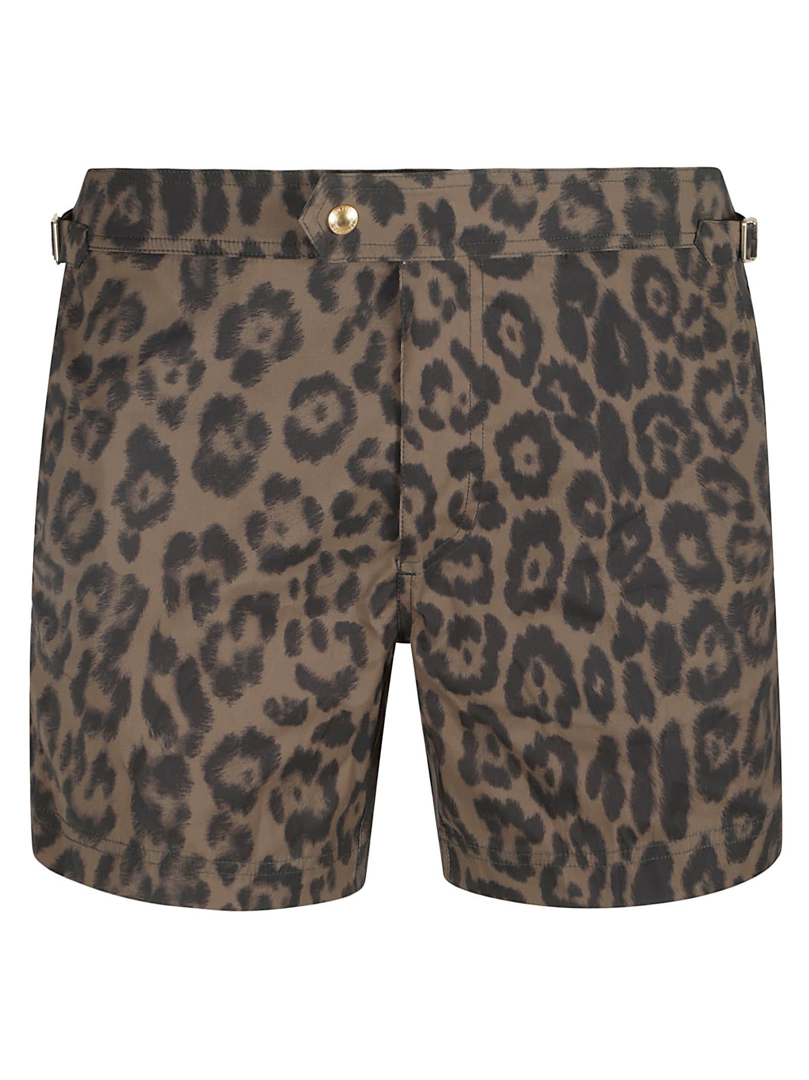 Shop Tom Ford Animal Print Shorts In Light Brown