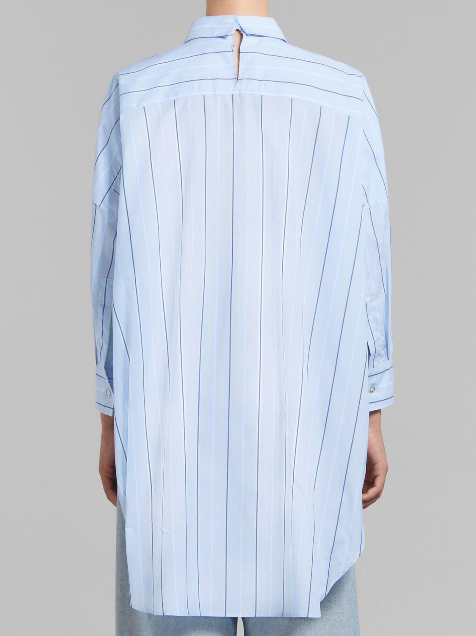 Shop Marni Striped Organic Cotton Shirt In Blue