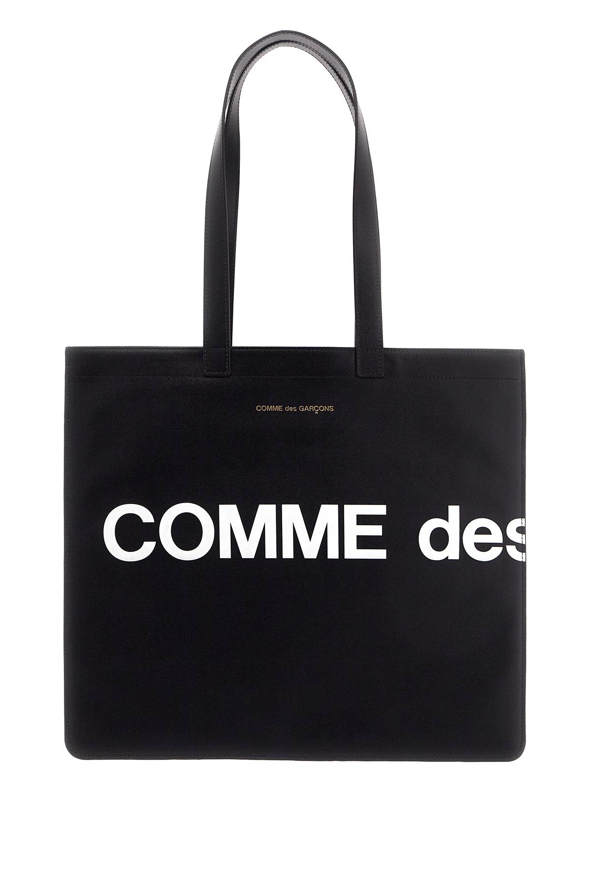 Shop Comme Des Garçons Logo Leather Tote Bag In Black (black)