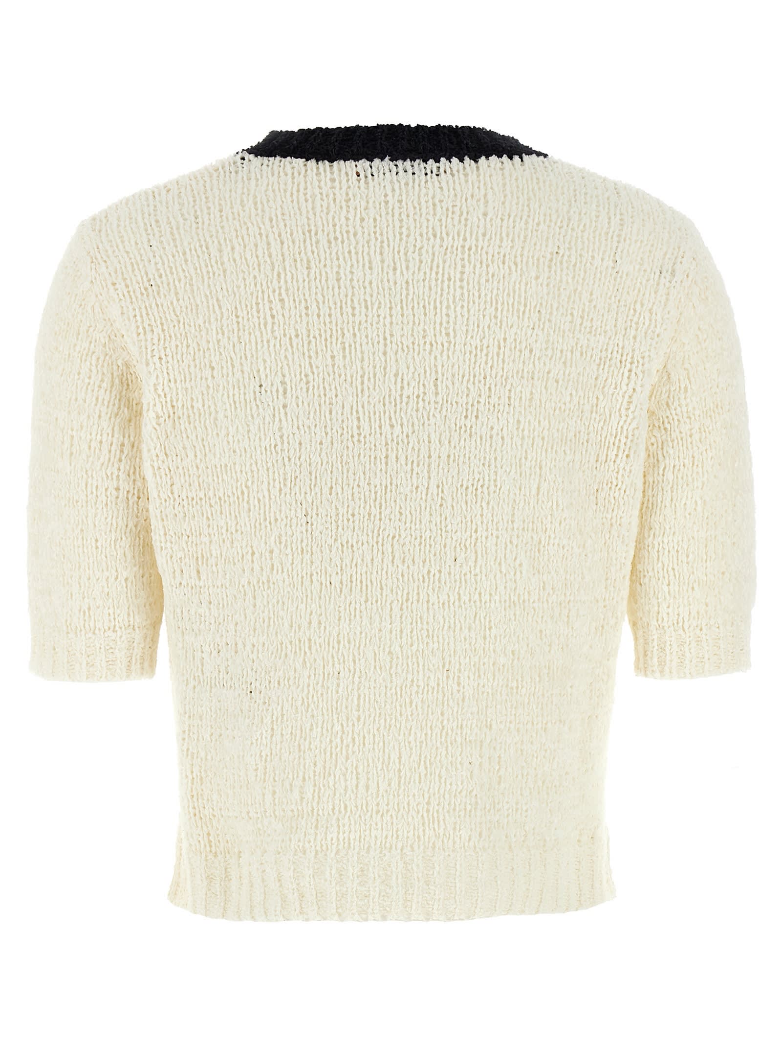 Twinset Oval T Sweater In White/black