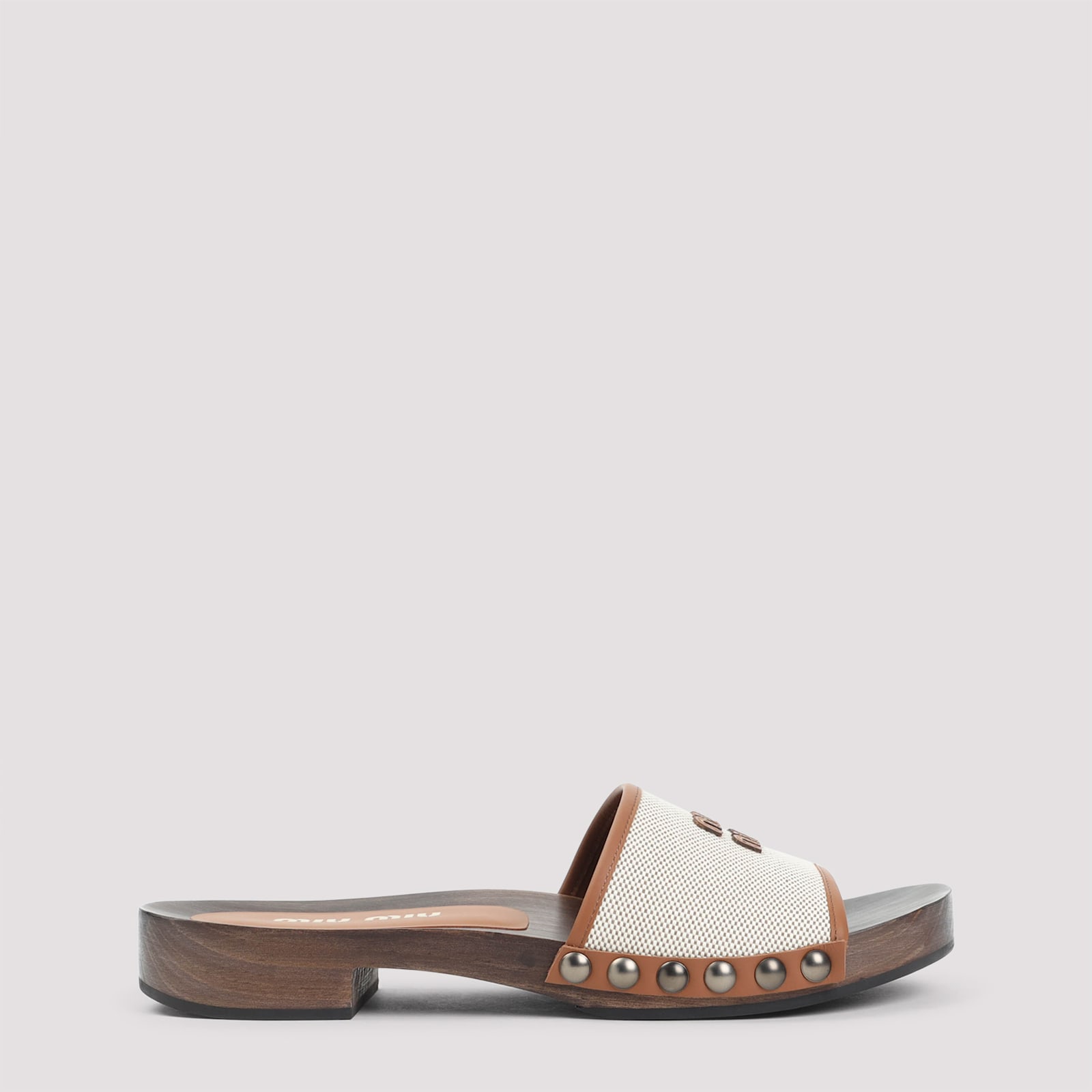 Miu Miu Canvas And Leather Clogs In White