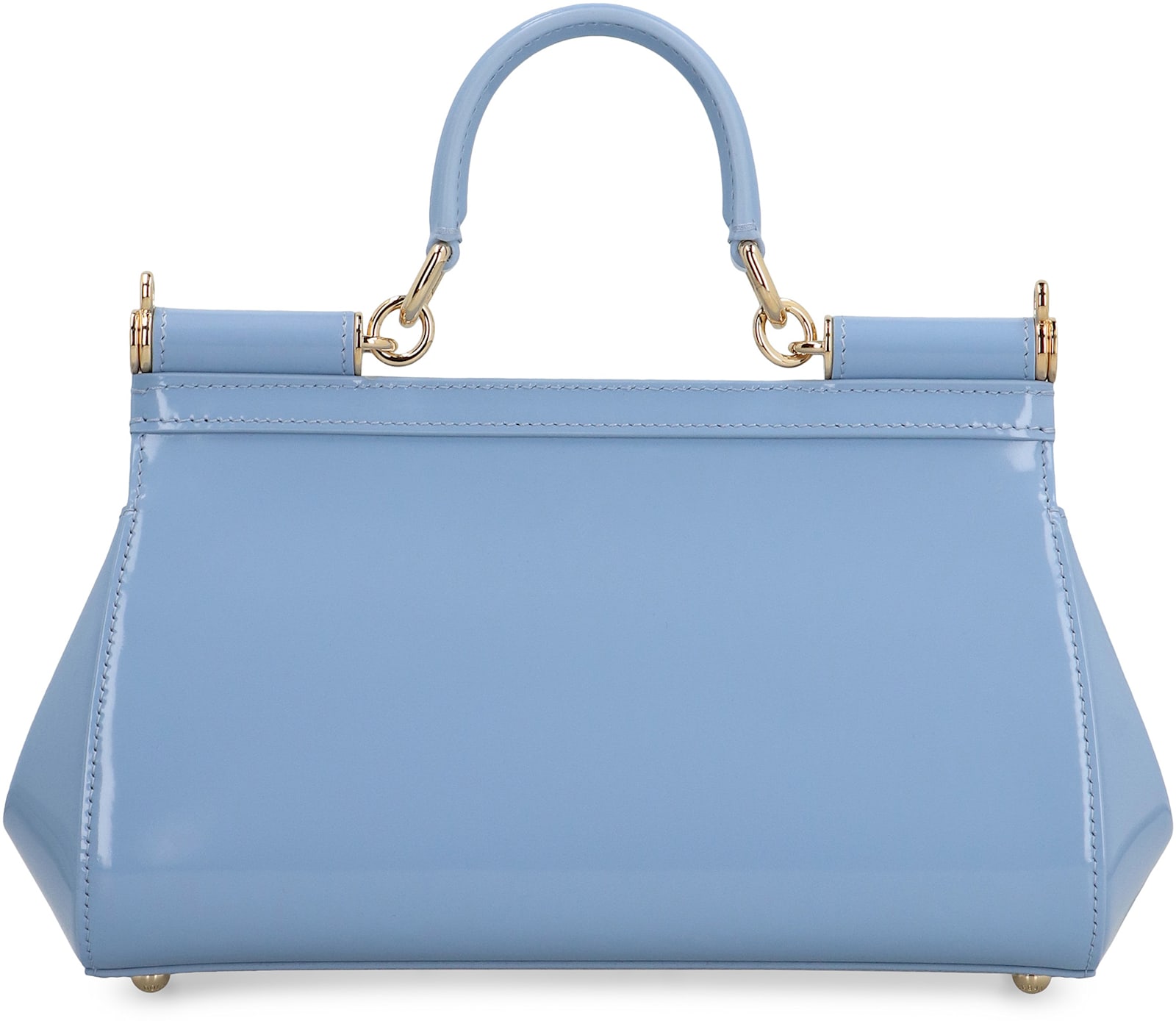 Shop Dolce & Gabbana Sicily Media Patent Leather Handbag In Light Blue