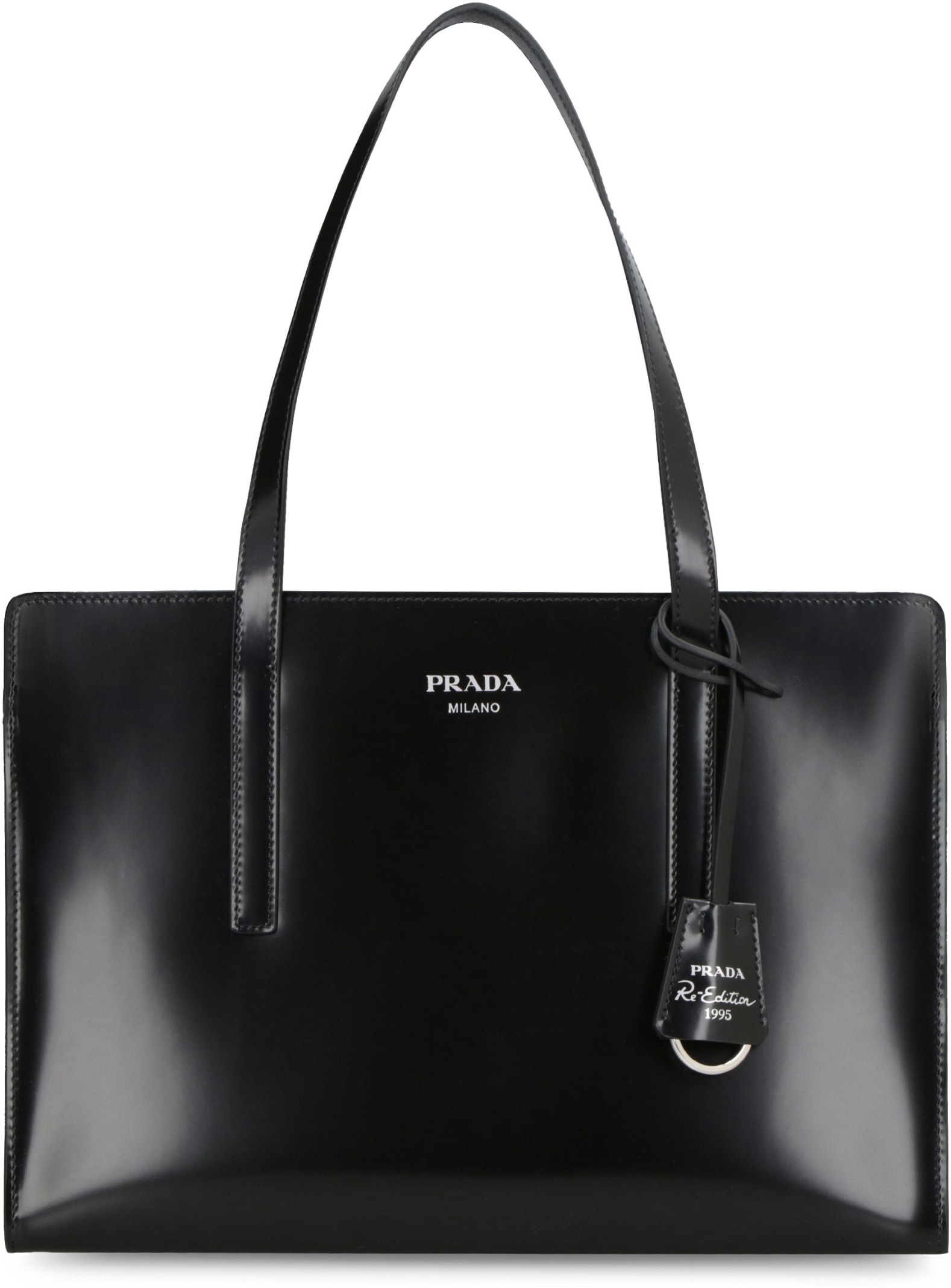 Prada Re-nylon And Leather Medium Top-handle Bag With Padlock In F0002