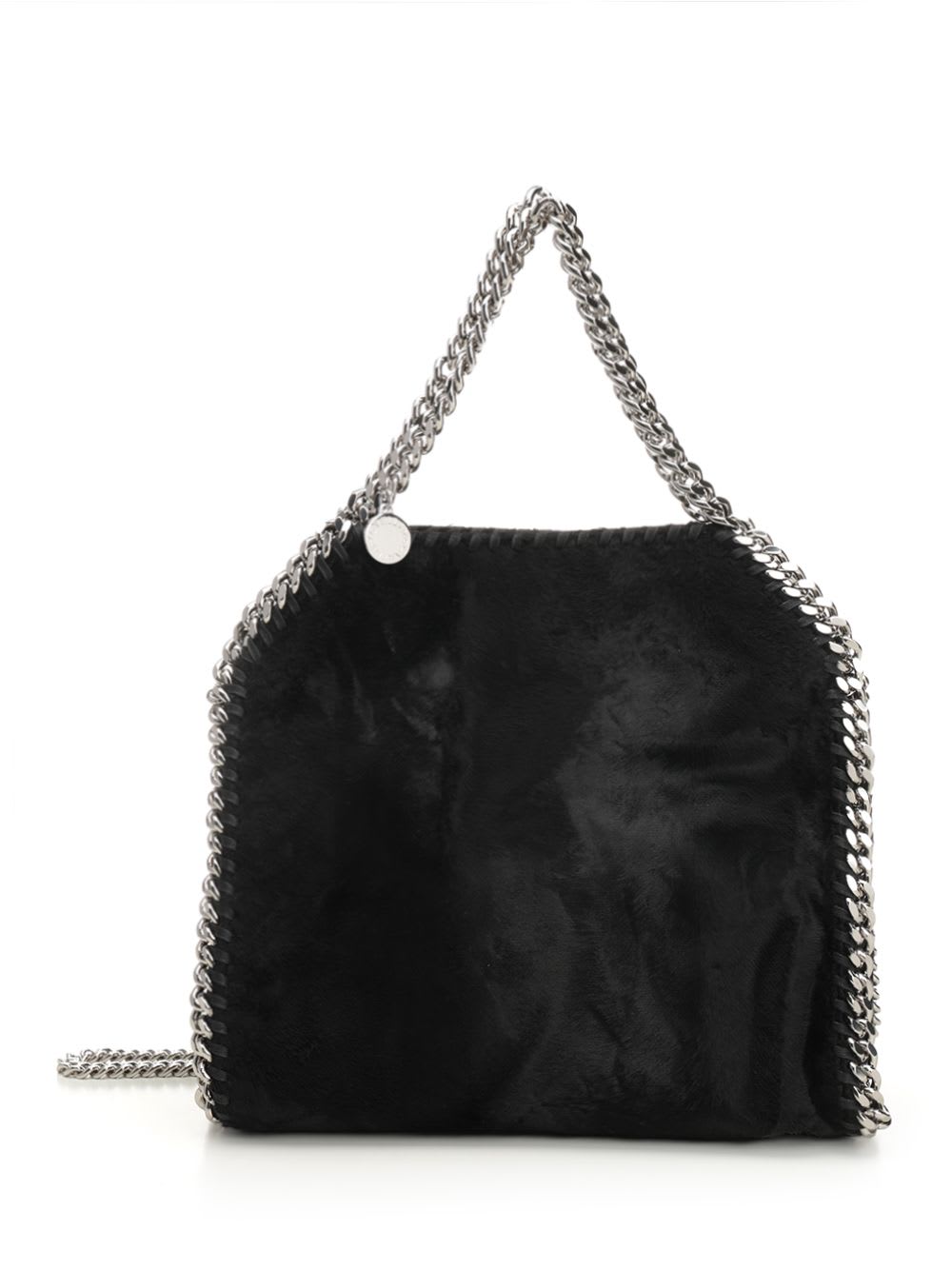 Stella Mccartney Mini Falabella Brushed Velvet Tote Bag In Black