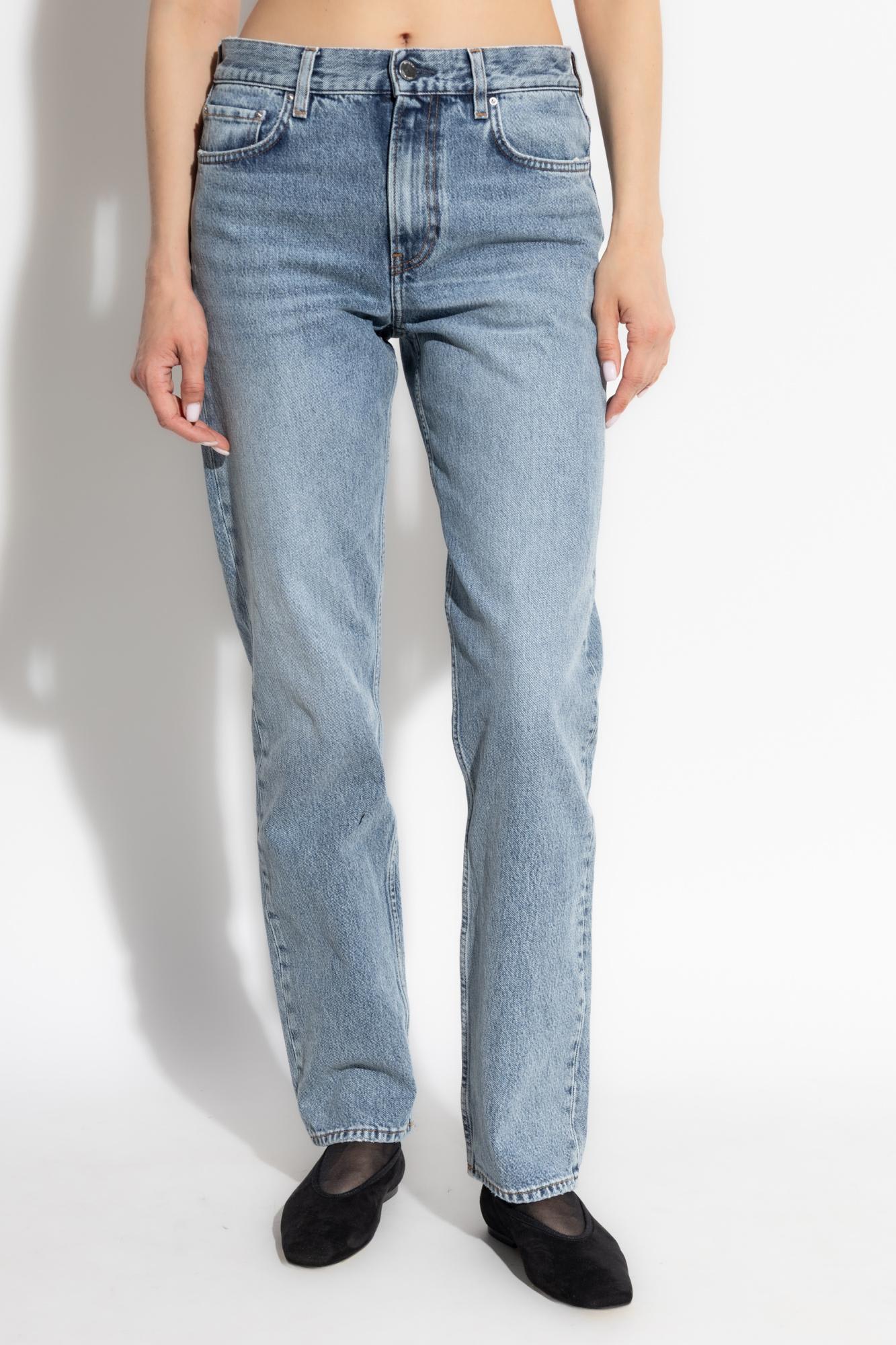 Totême Straight Leg Denim Trousers With Belt Loops In Blue
