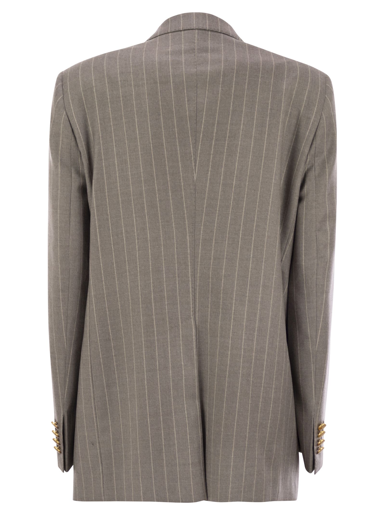Tagliatore Women Stretch Wool Double-breasted Pinstripe Blazer In Grey