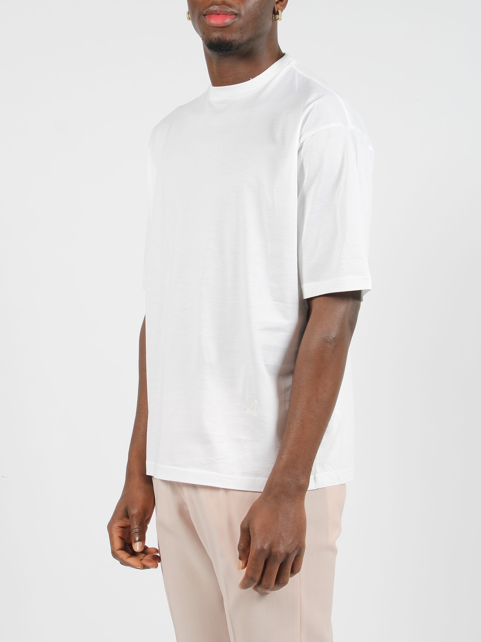 Shop Low Brand Swallow Embroidery Jersey T-shirt In White