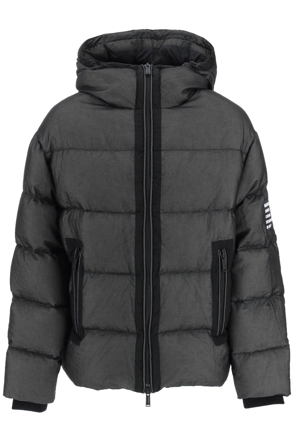 Dsquared2 Nylon Down Jacket With Logo Patch In Black (black)