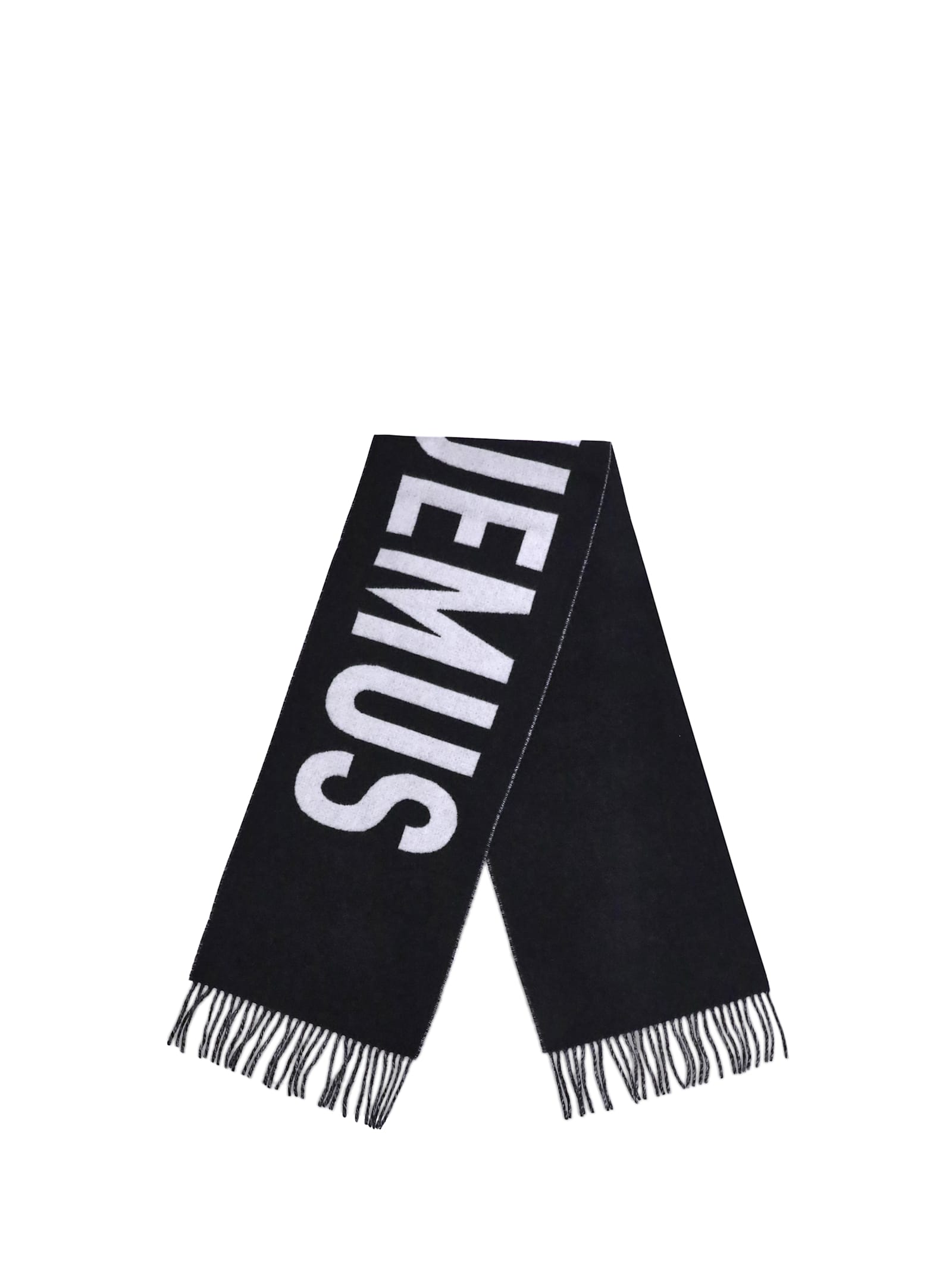 Jacquemus Fringes Wool Scarf In Black