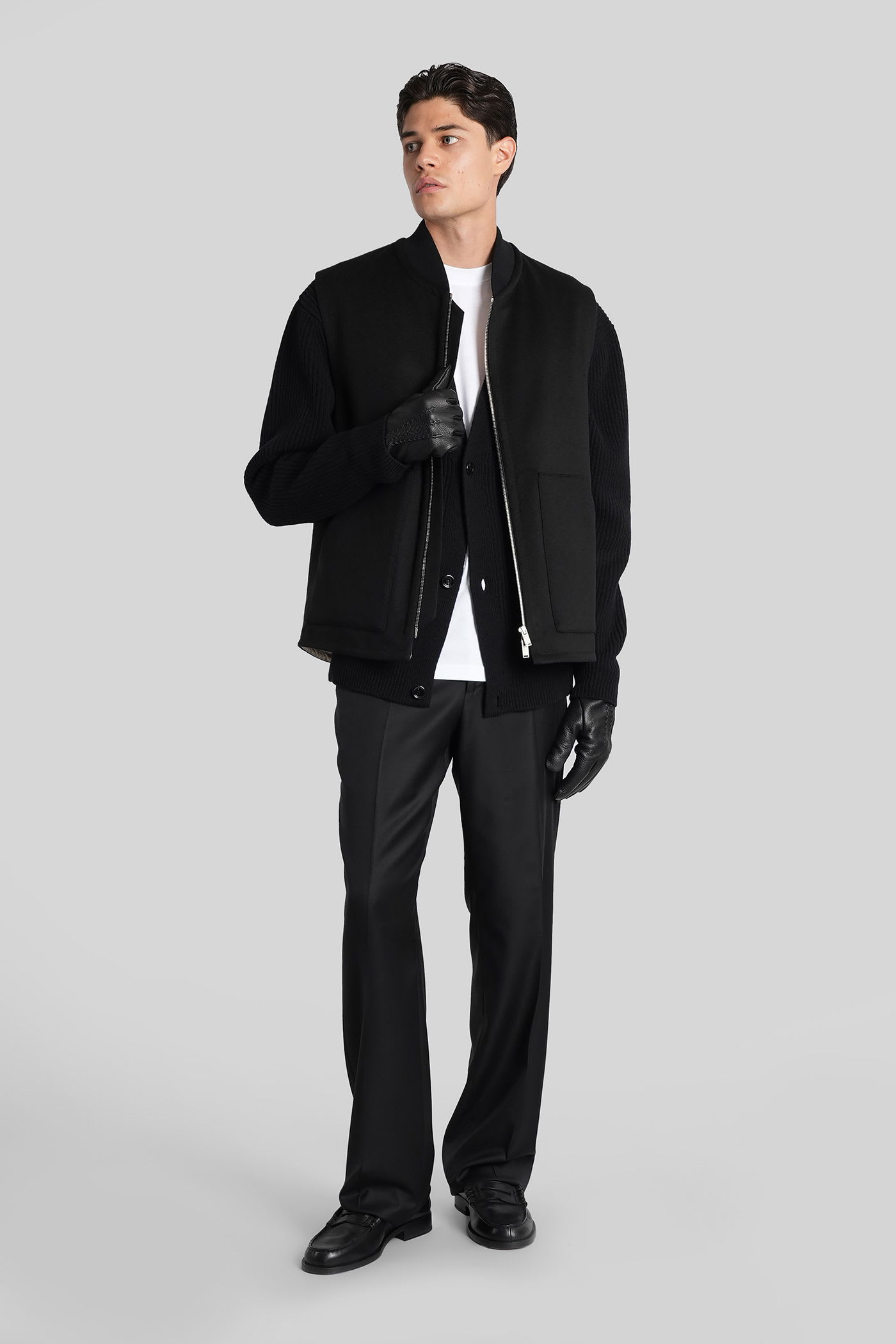Lardini Vest In Black Wool In Black